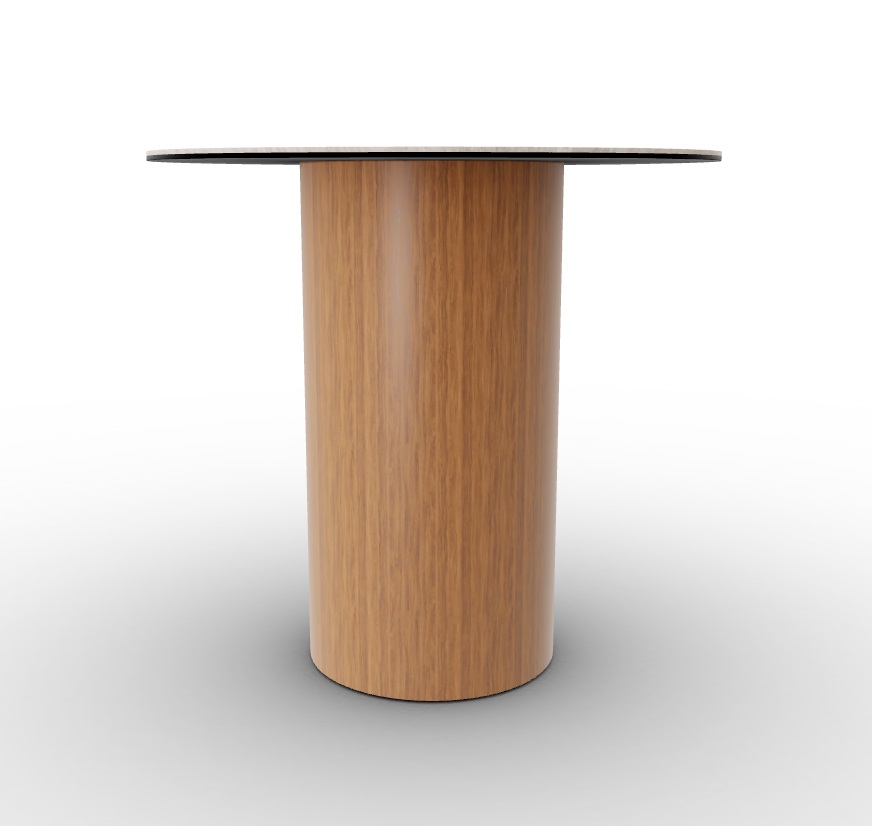 Mushroom Laminated Ceramic-Glass/Wood Pedestal End Table