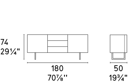 Horizon Ceramic/Wood/Metal Customizable Sideboard w/2 Doors & 3 Drawers & Metal Base