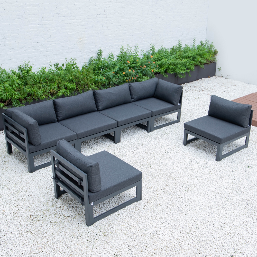 Maykoosh French Fabulous 9-Piece Patio Sectional with Coffee Table Black 