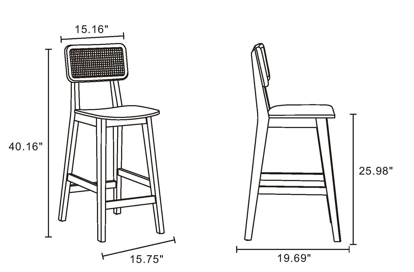 Versailles Rattan/Wood Counter Stool