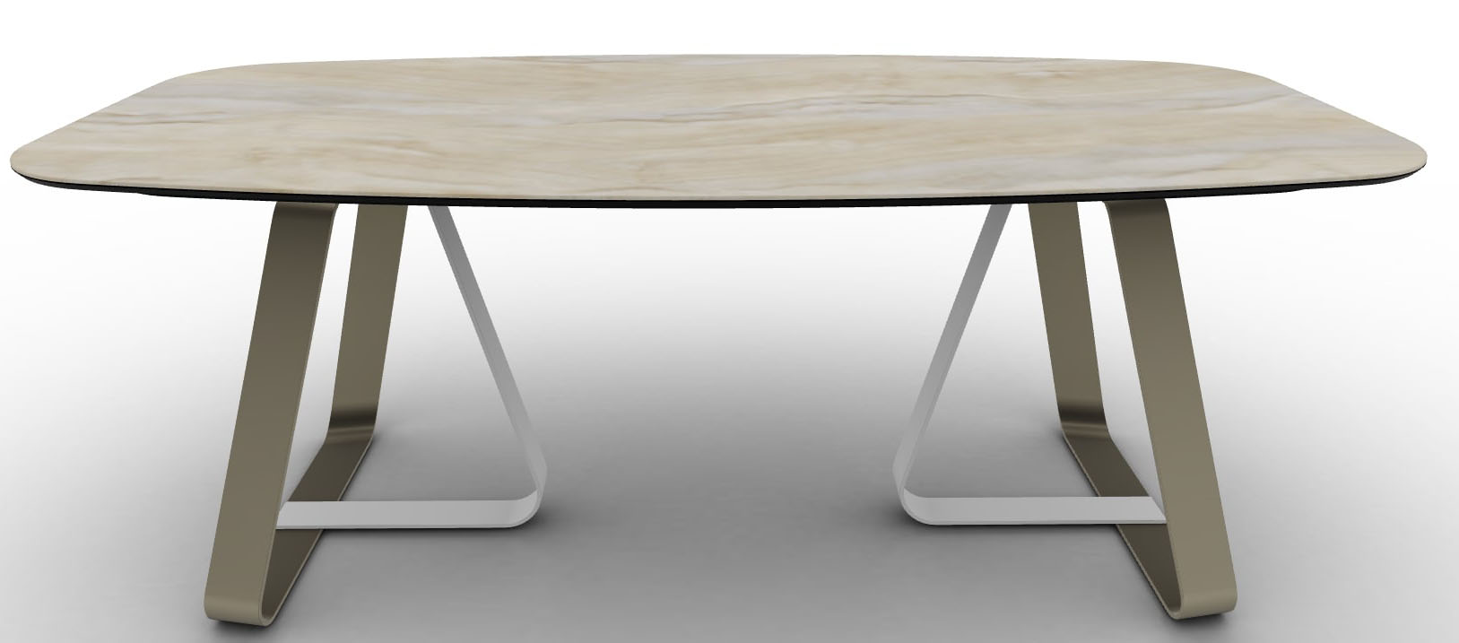 Sunshine W78.7-inch Ceramic/Metal Customizable Elliptical Dining Table