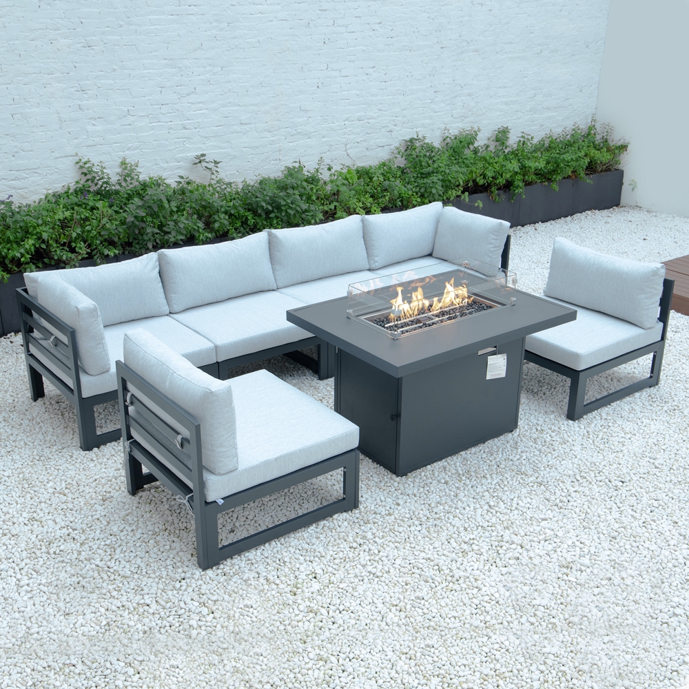 Chelsea 7-Piece Patio Polyester Set w/Fire Pit Table