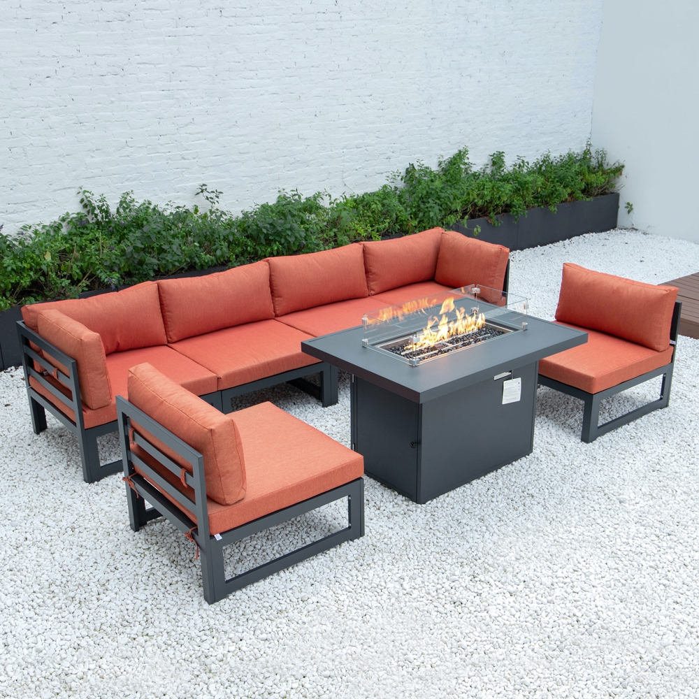 Chelsea 7-Piece Patio Polyester Set w/Fire Pit Table