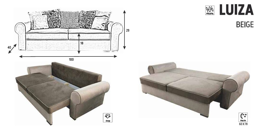 Luiza Fabric Convertible Storage Sofa