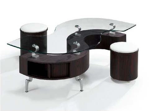 CT 326 S-Shape Storage Coffee Table w/2 Cushion Stools