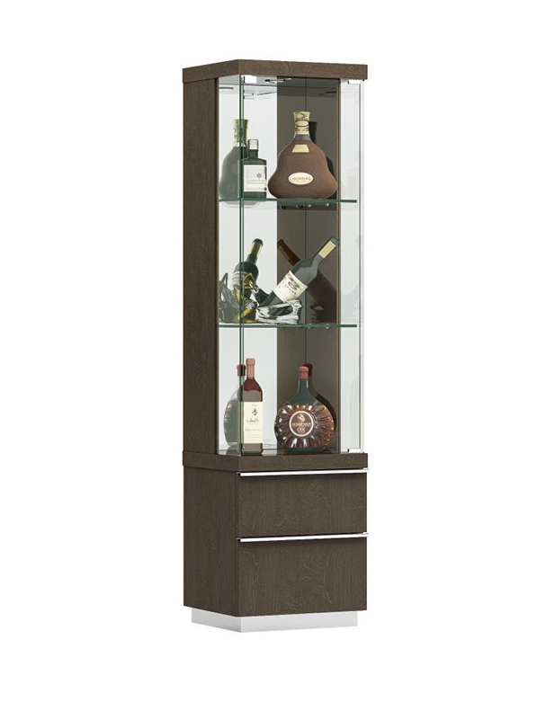 CU 2920 18" 1-Door 2-Drawer Curio w/Lamp