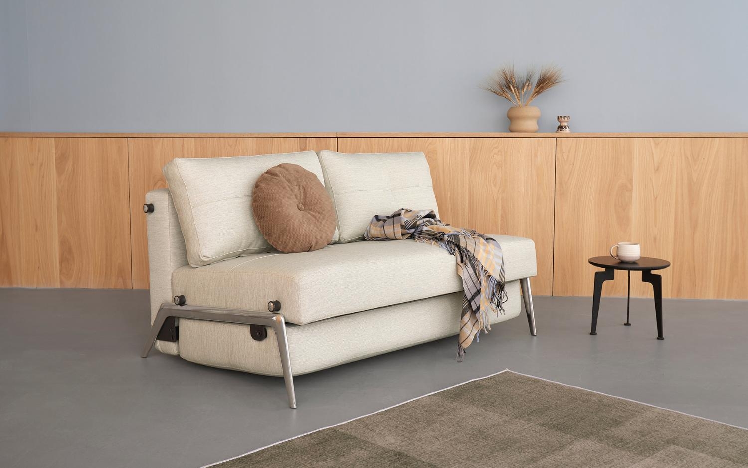 Cubed Deluxe Fabric Sofa Bed w/Aluminum Legs