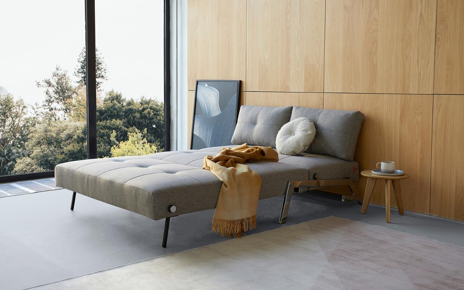 Cubed Deluxe Fabric Sofa Bed w/Chrome Legs, Full Size