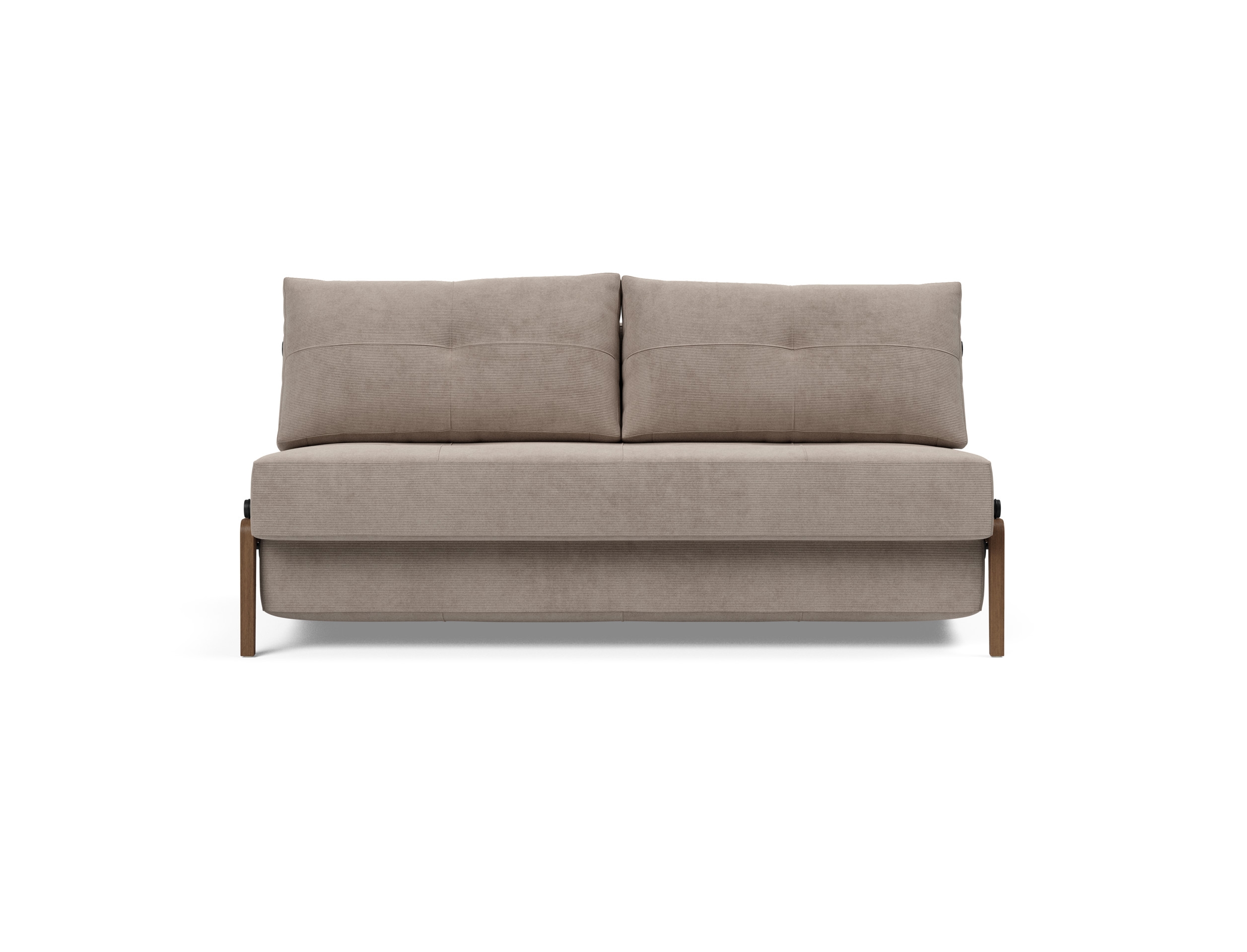 Cubed Deluxe Fabric Sofa Bed w/Dark Wood Legs, Queen Size