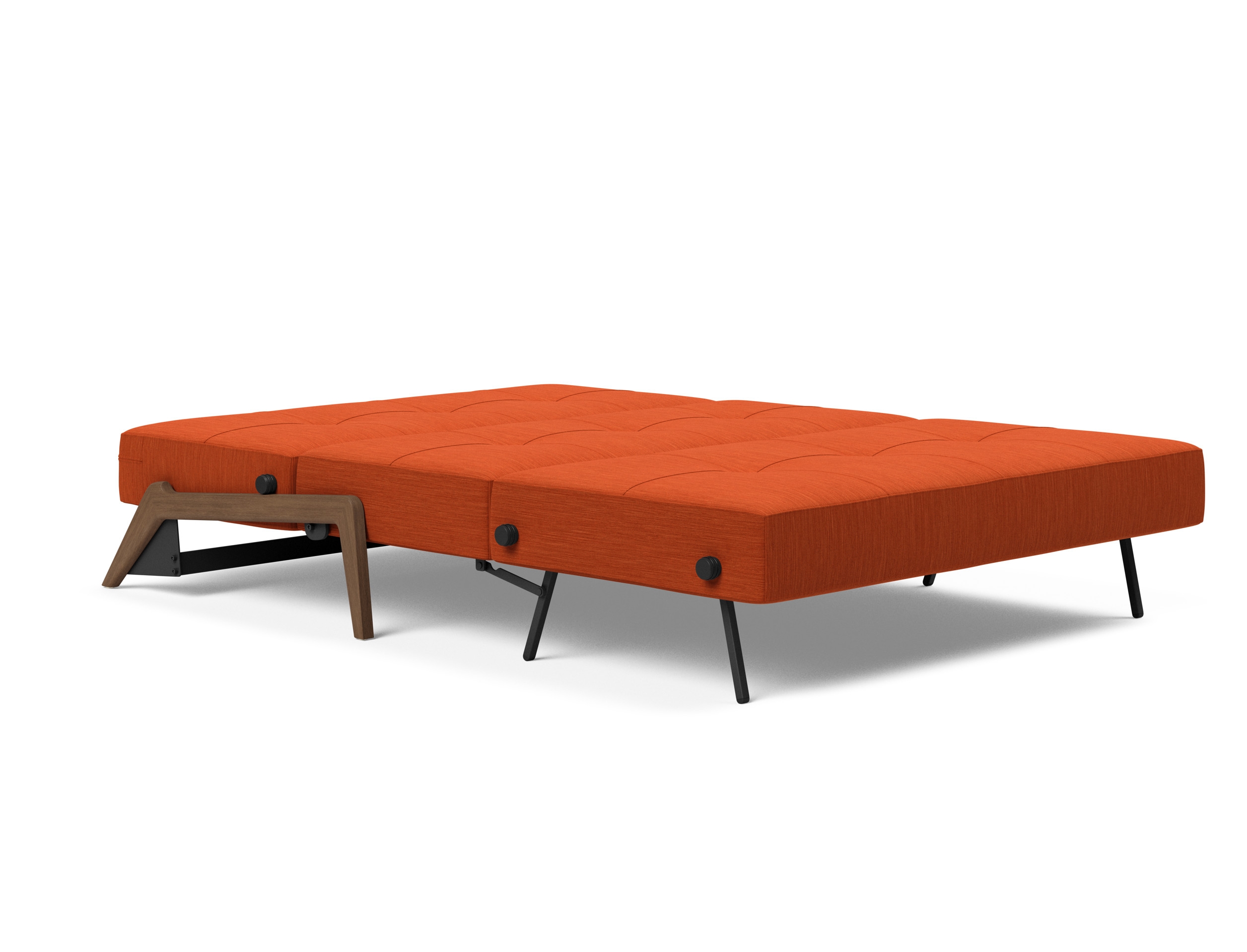 Cubed Deluxe Fabric Sofa Bed w/Dark Wood Legs, Queen Size
