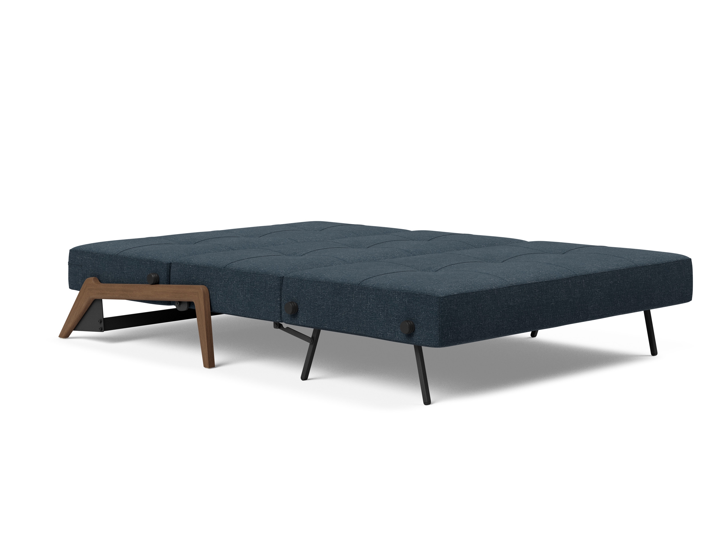 Cubed Deluxe Fabric Sofa Bed w/Dark Wood Legs, Queen Size