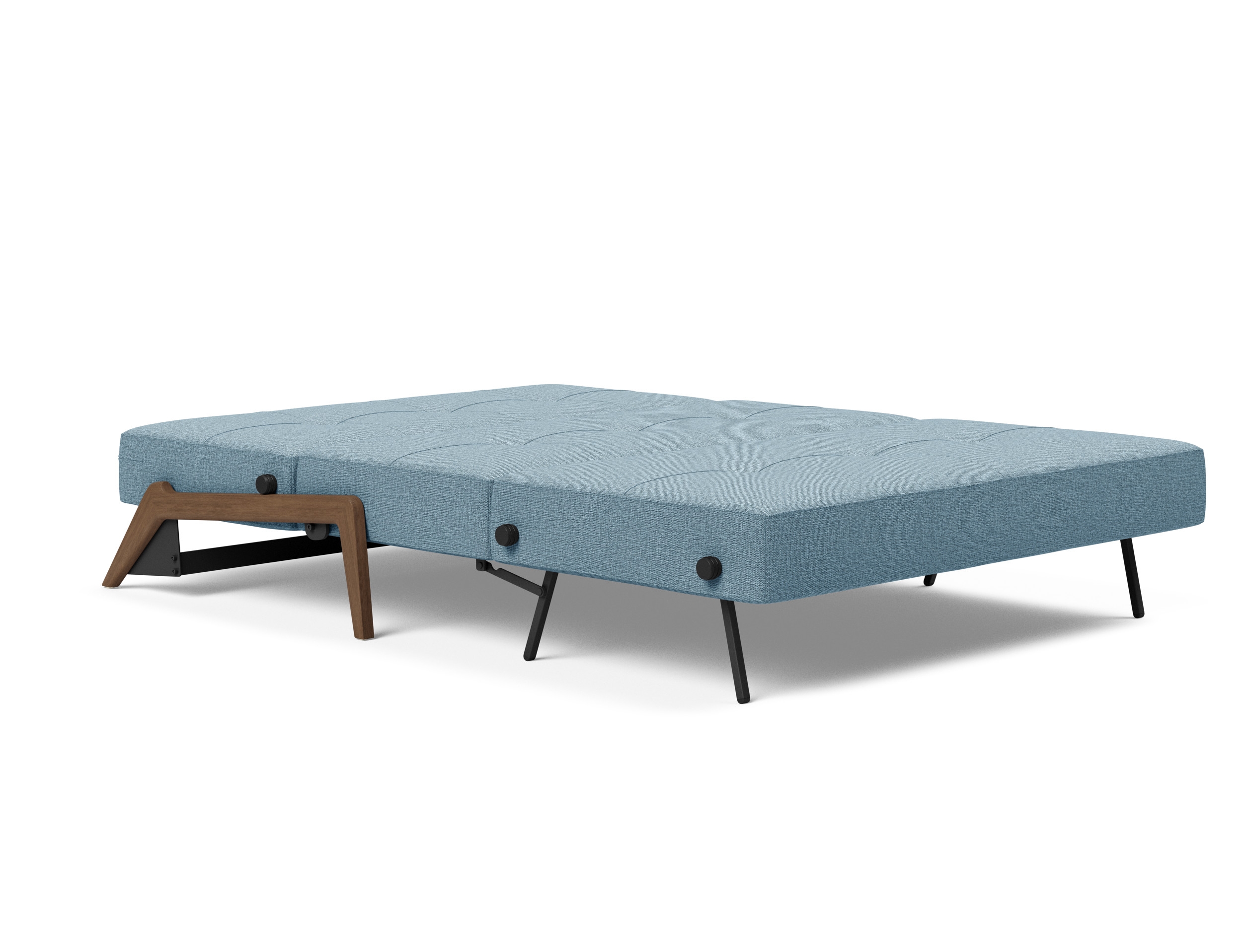 Cubed Deluxe Fabric Sofa Bed w/Dark Wood Legs, Queen Size