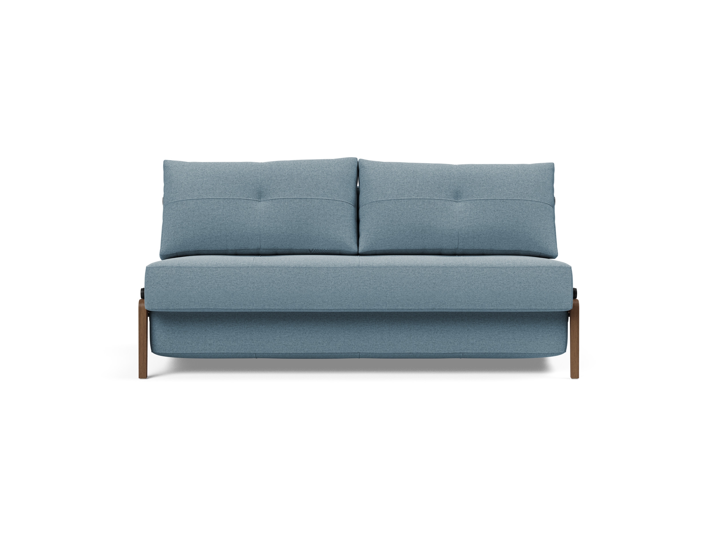 Cubed Deluxe Fabric Sofa Bed w/Dark Wood Legs, Queen Size