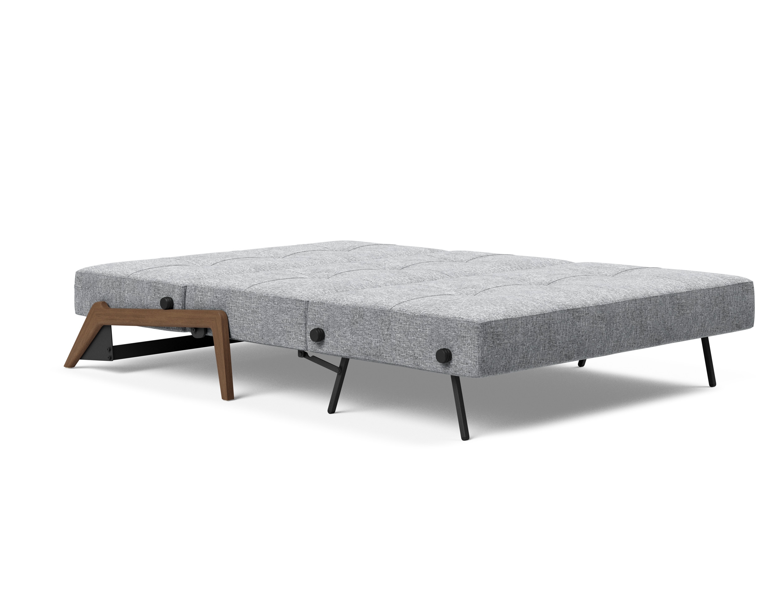 Cubed Deluxe Fabric Sofa Bed w/Dark Wood Legs, Queen Size