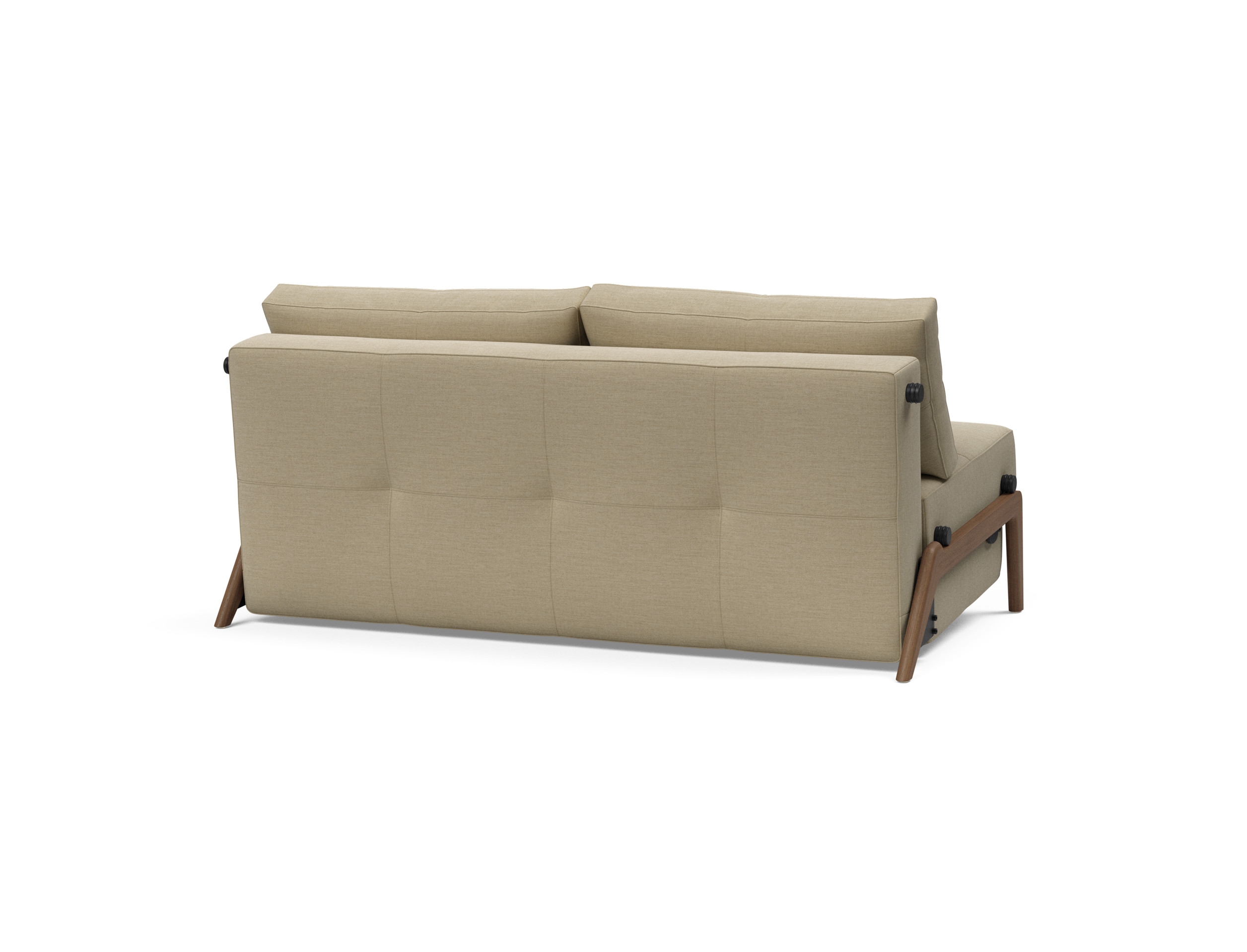 Cubed Deluxe Fabric Sofa Bed w/Dark Wood Legs, Queen Size