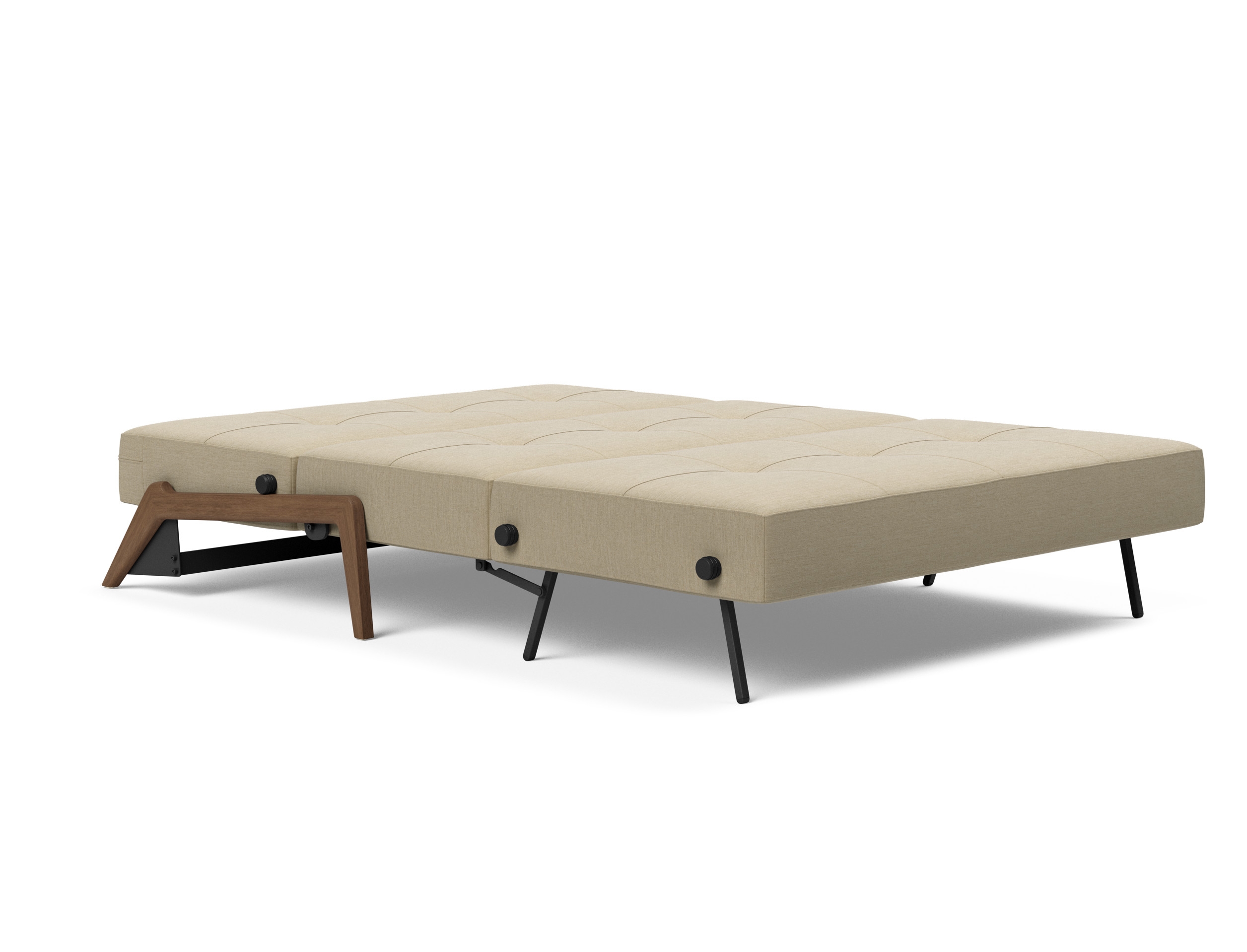 Cubed Deluxe Fabric Sofa Bed w/Dark Wood Legs, Queen Size