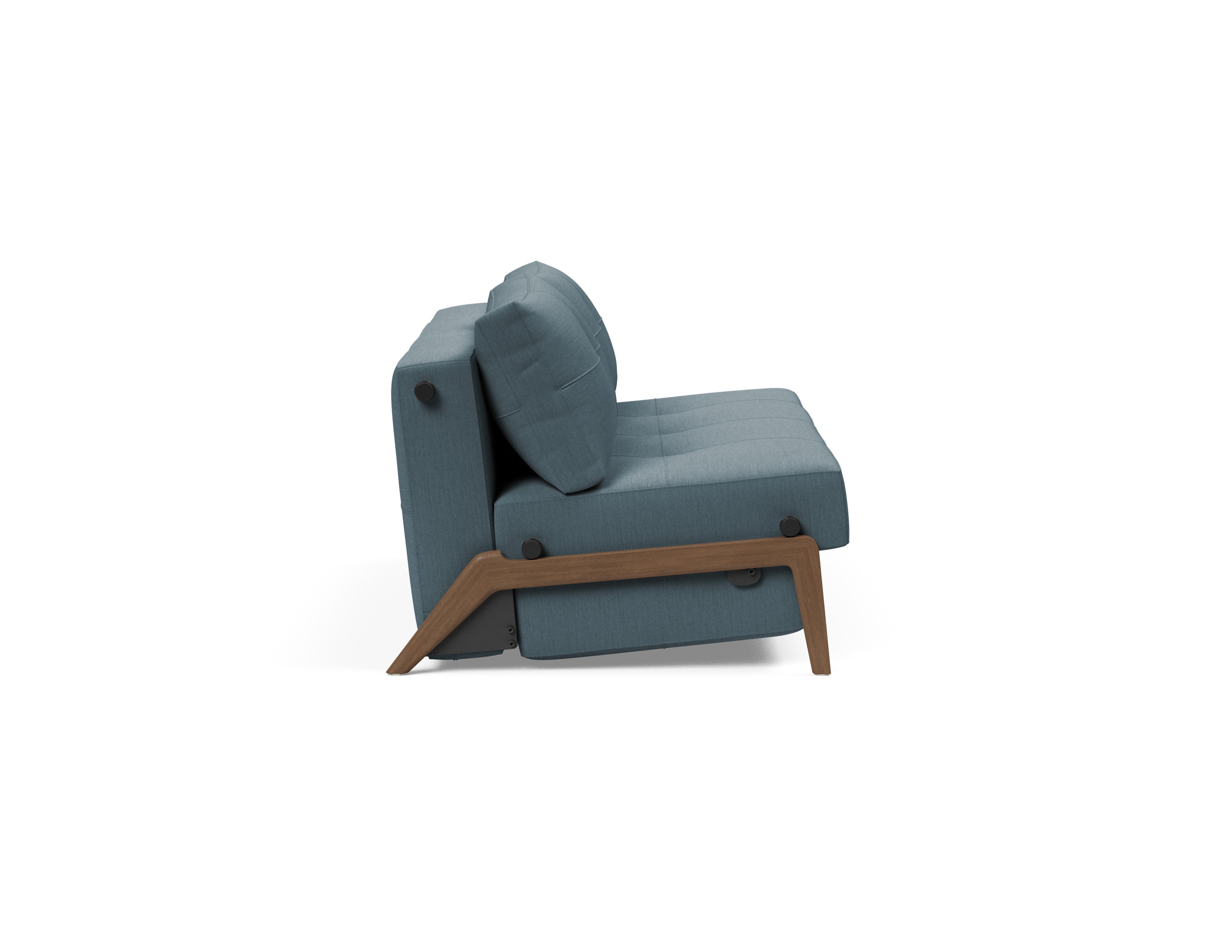 Cubed Deluxe Fabric Sofa Bed w/Dark Wood Legs, Queen Size