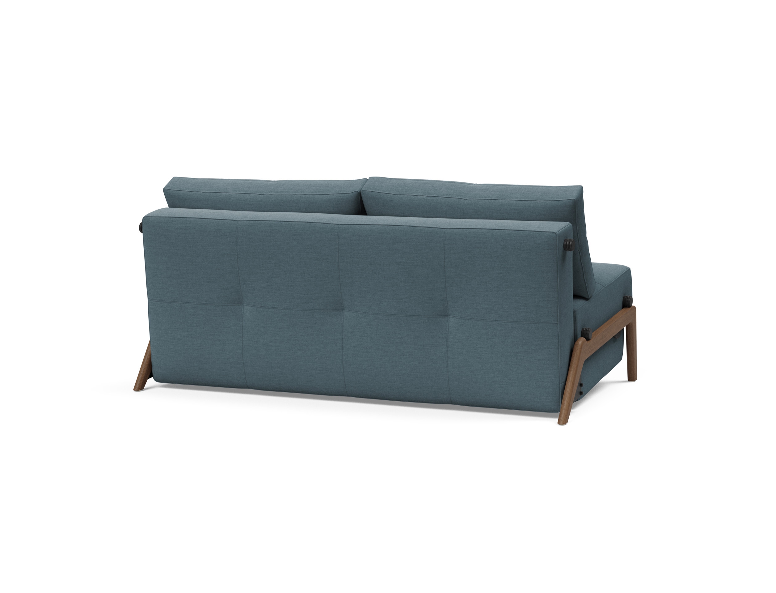 Cubed Deluxe Fabric Sofa Bed w/Dark Wood Legs, Queen Size