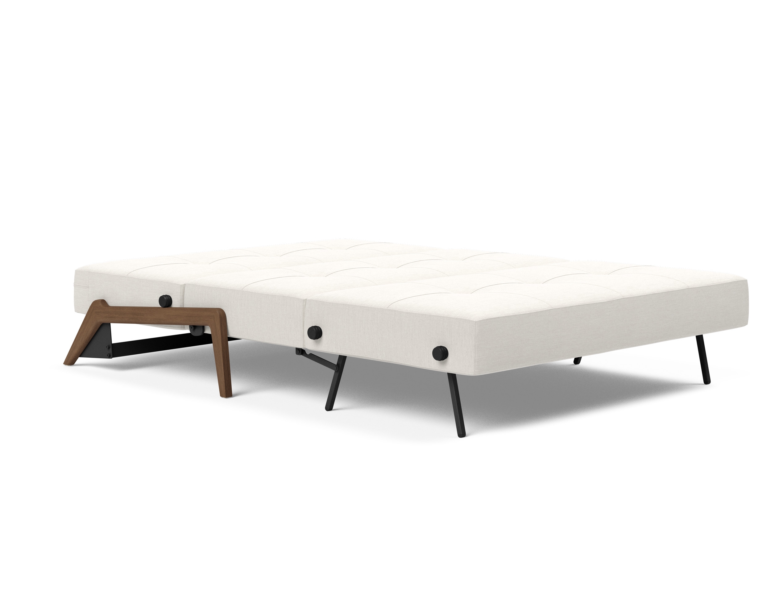 Cubed Deluxe Fabric Sofa Bed w/Dark Wood Legs, Queen Size