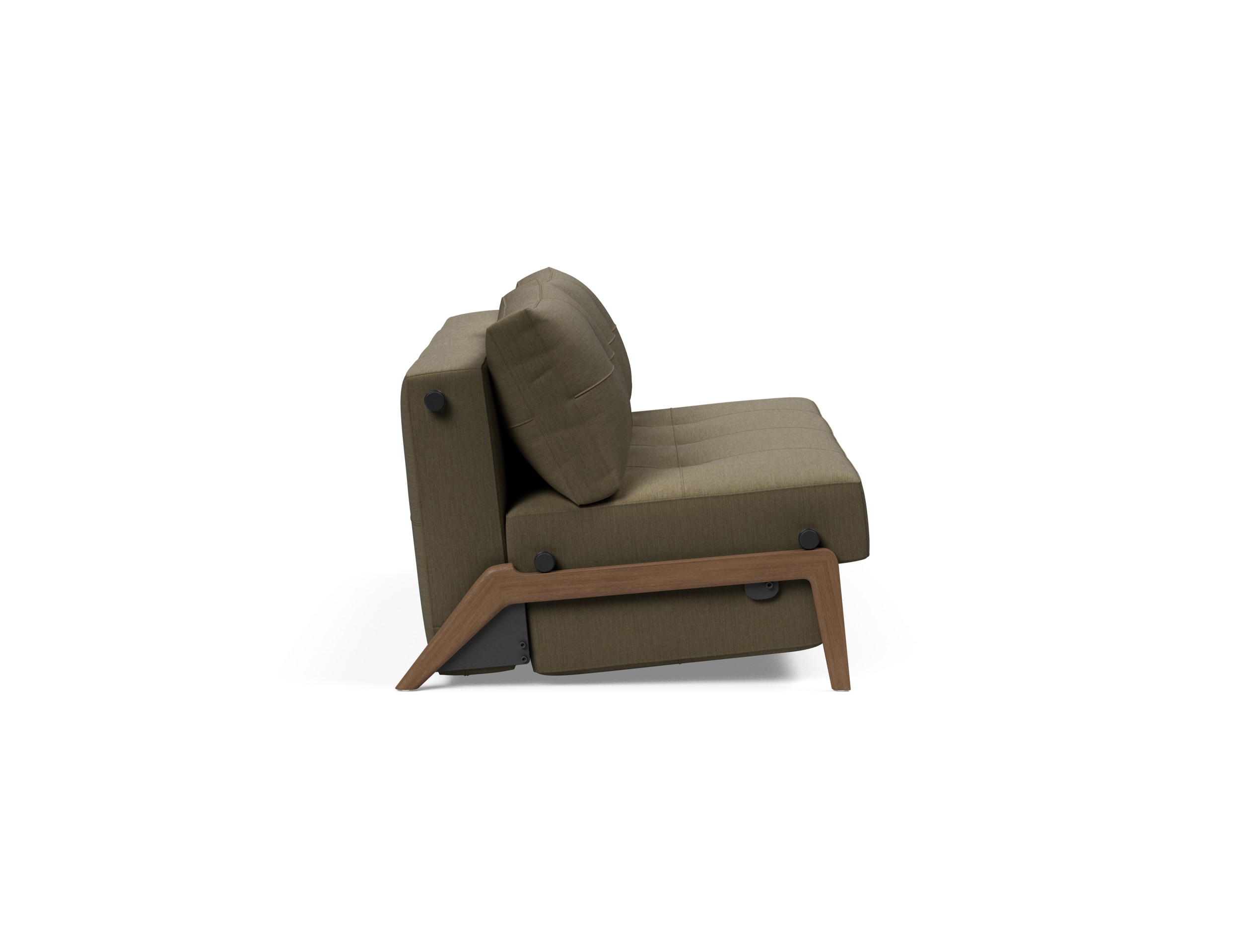 Cubed Deluxe Fabric Sofa Bed w/Dark Wood Legs, Queen Size