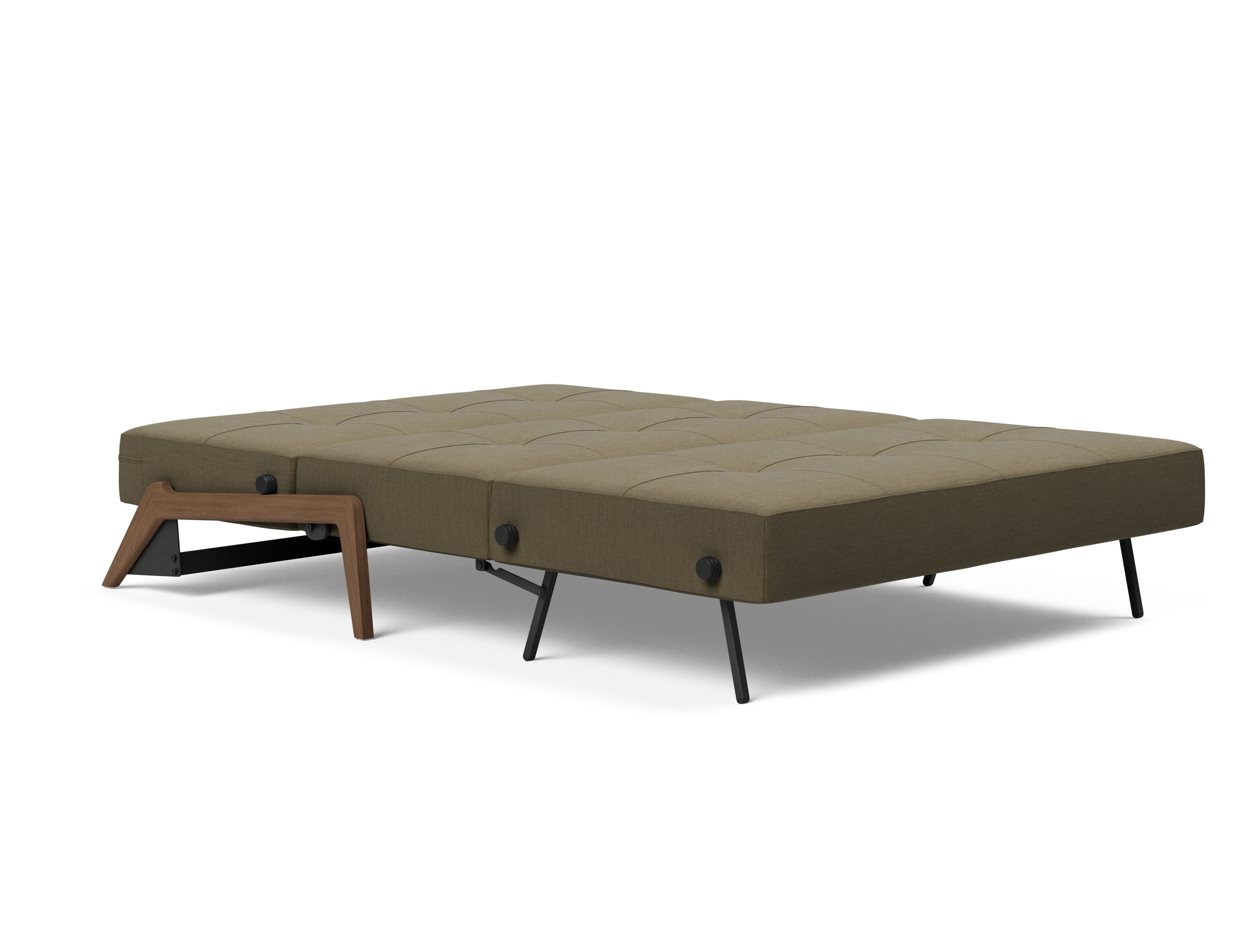Cubed Deluxe Fabric Sofa Bed w/Dark Wood Legs, Queen Size