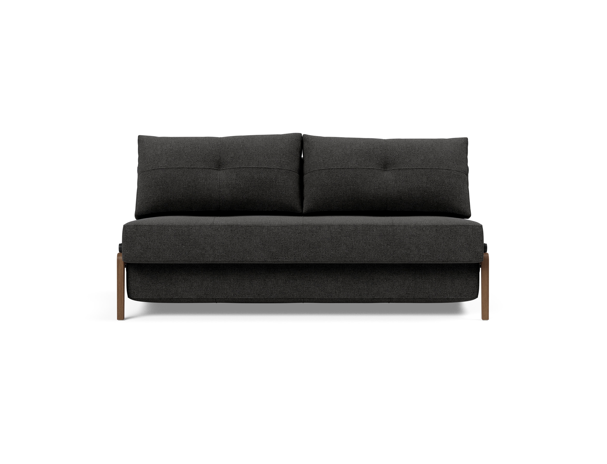Cubed Deluxe Fabric Sofa Bed w/Dark Wood Legs, Queen Size