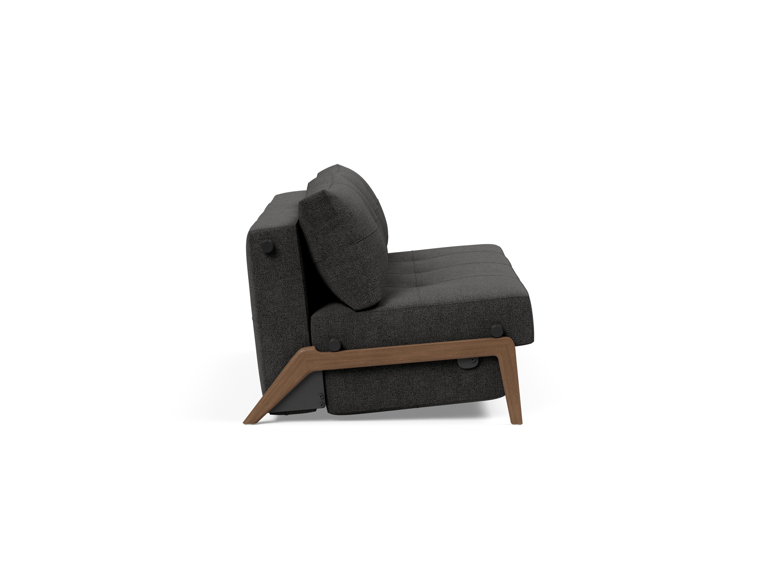 Cubed Deluxe Fabric Sofa Bed w/Dark Wood Legs, Queen Size