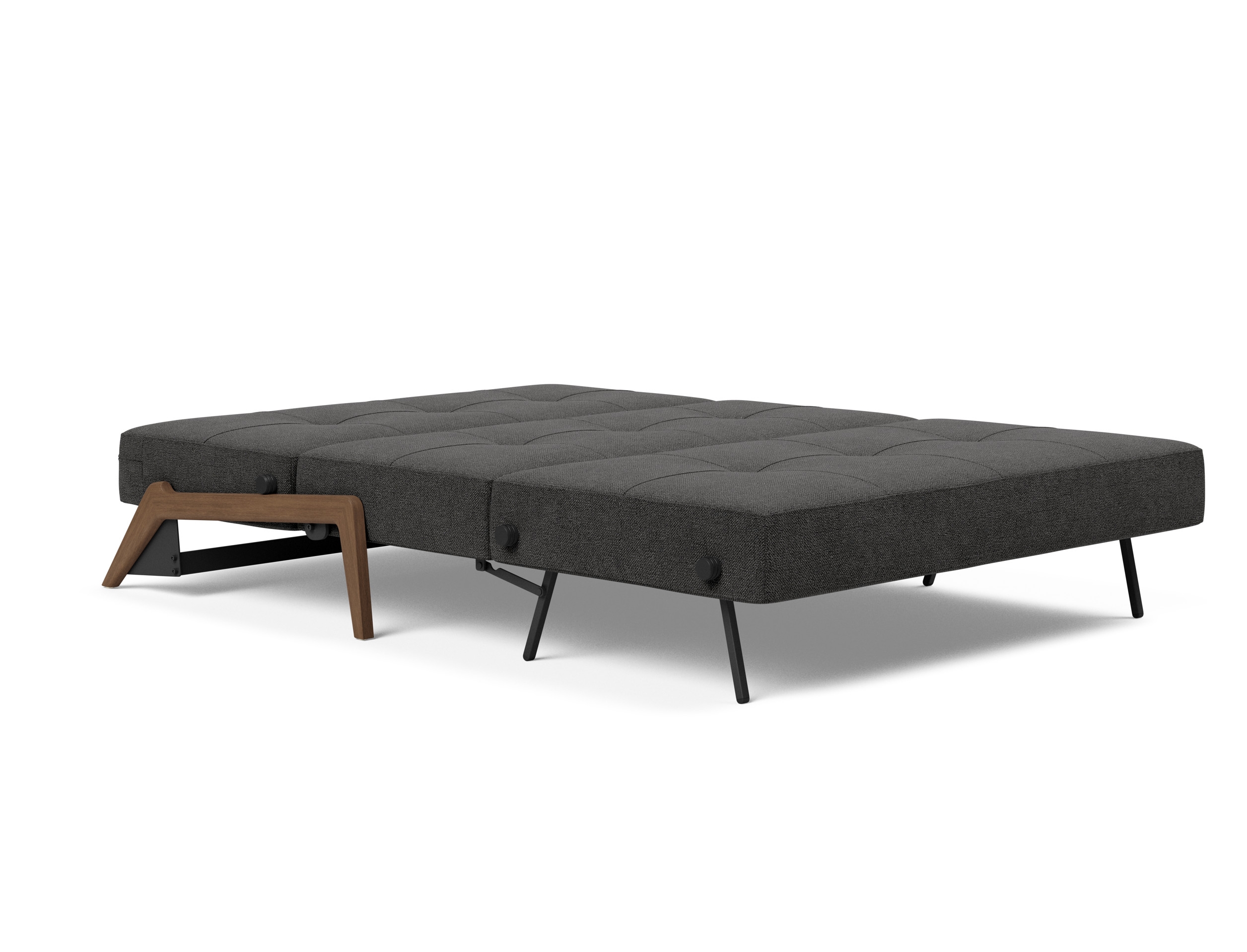 Cubed Deluxe Fabric Sofa Bed w/Dark Wood Legs, Queen Size