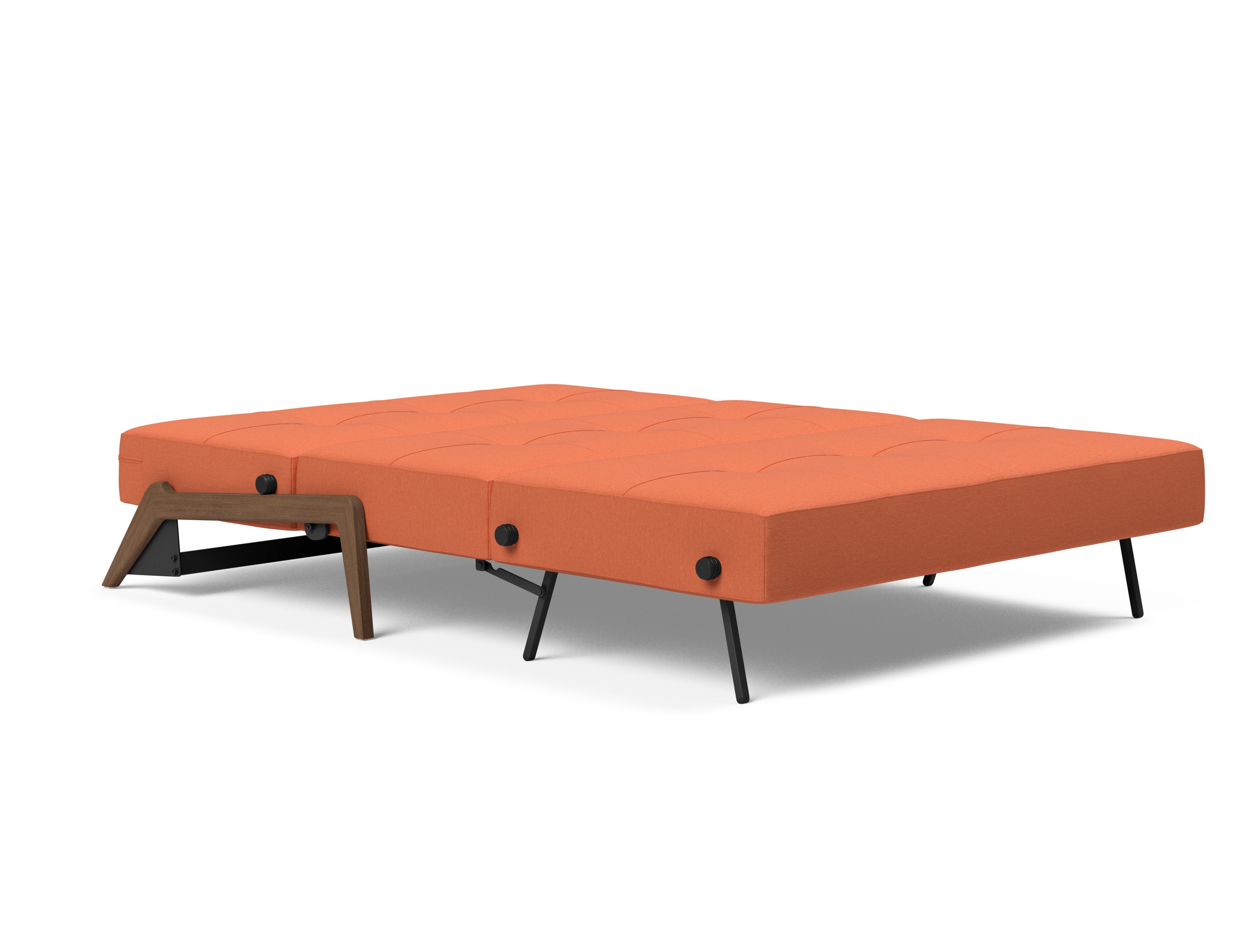 Cubed Deluxe Fabric Sofa Bed w/Dark Wood Legs, Queen Size
