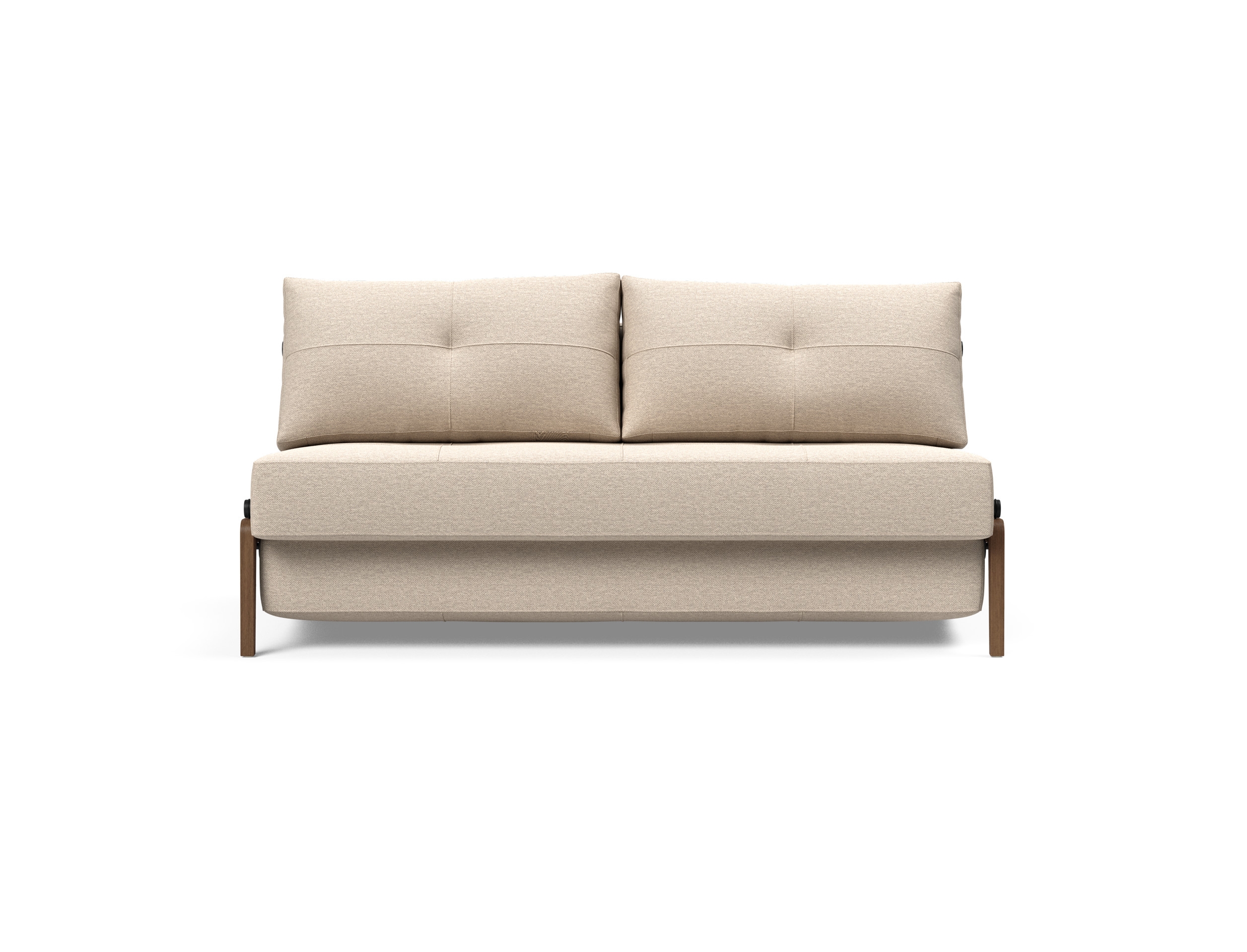 Cubed Deluxe Fabric Sofa Bed w/Dark Wood Legs, Queen Size