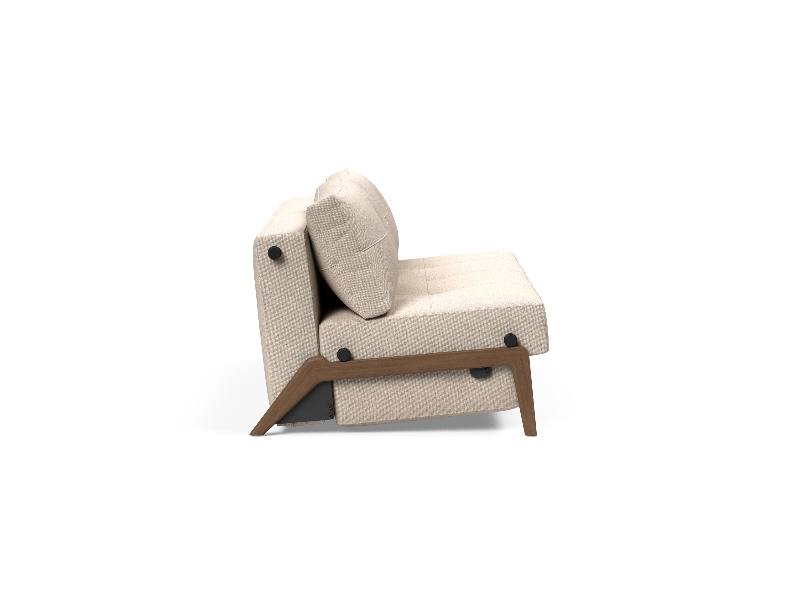 Cubed Deluxe Fabric Sofa Bed w/Dark Wood Legs, Queen Size