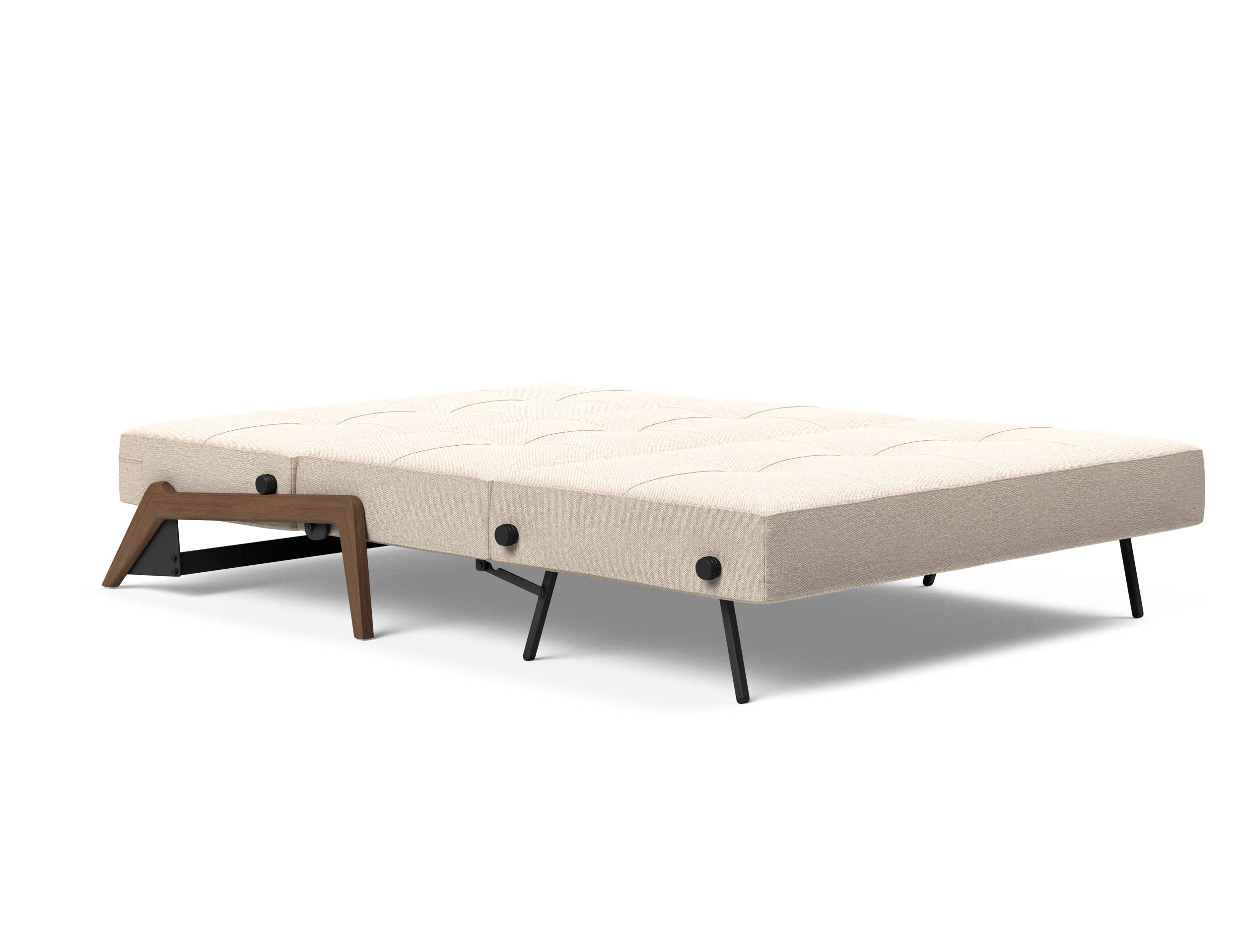 Cubed Deluxe Fabric Sofa Bed w/Dark Wood Legs, Queen Size