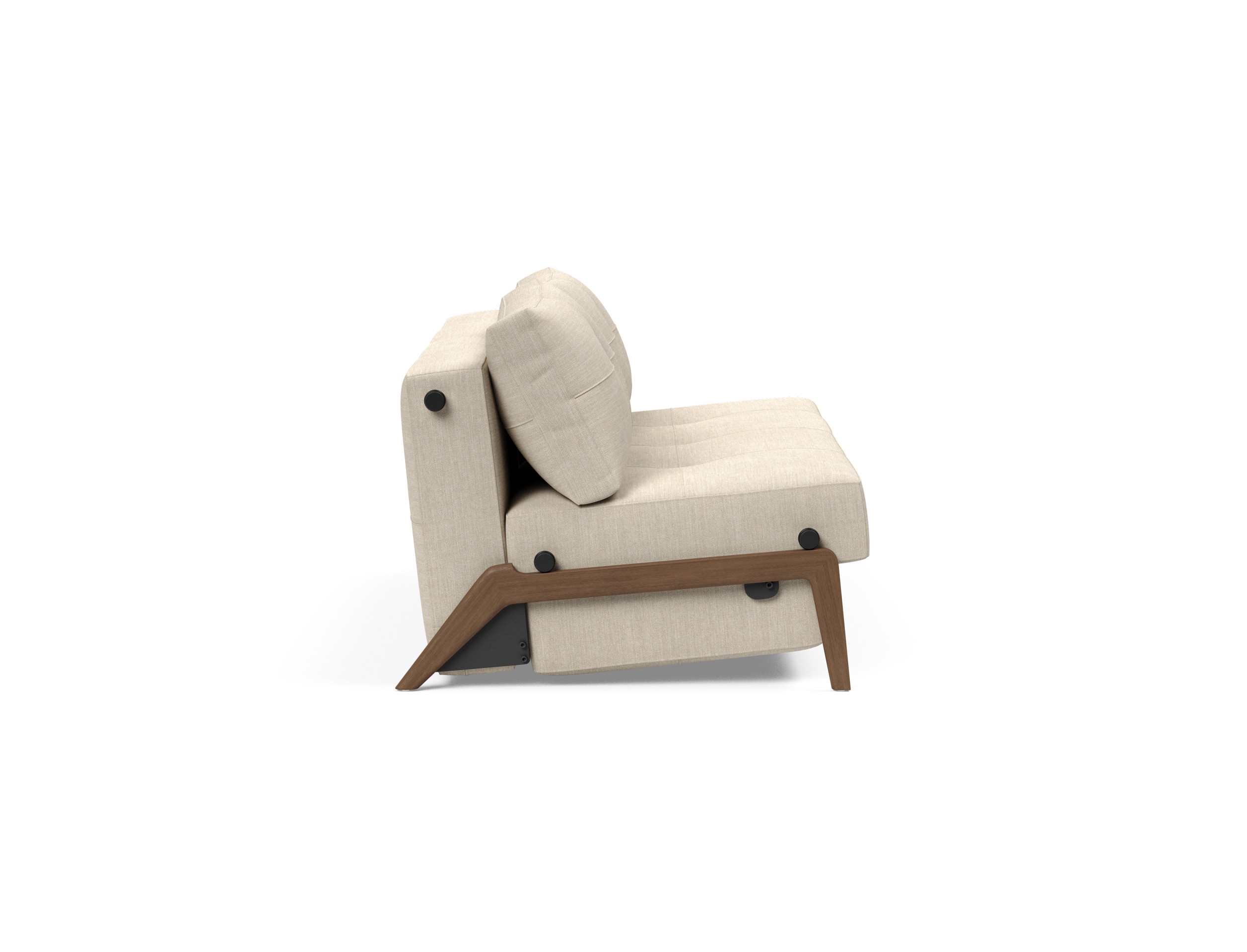 Cubed Deluxe Fabric Sofa Bed w/Dark Wood Legs, Queen Size