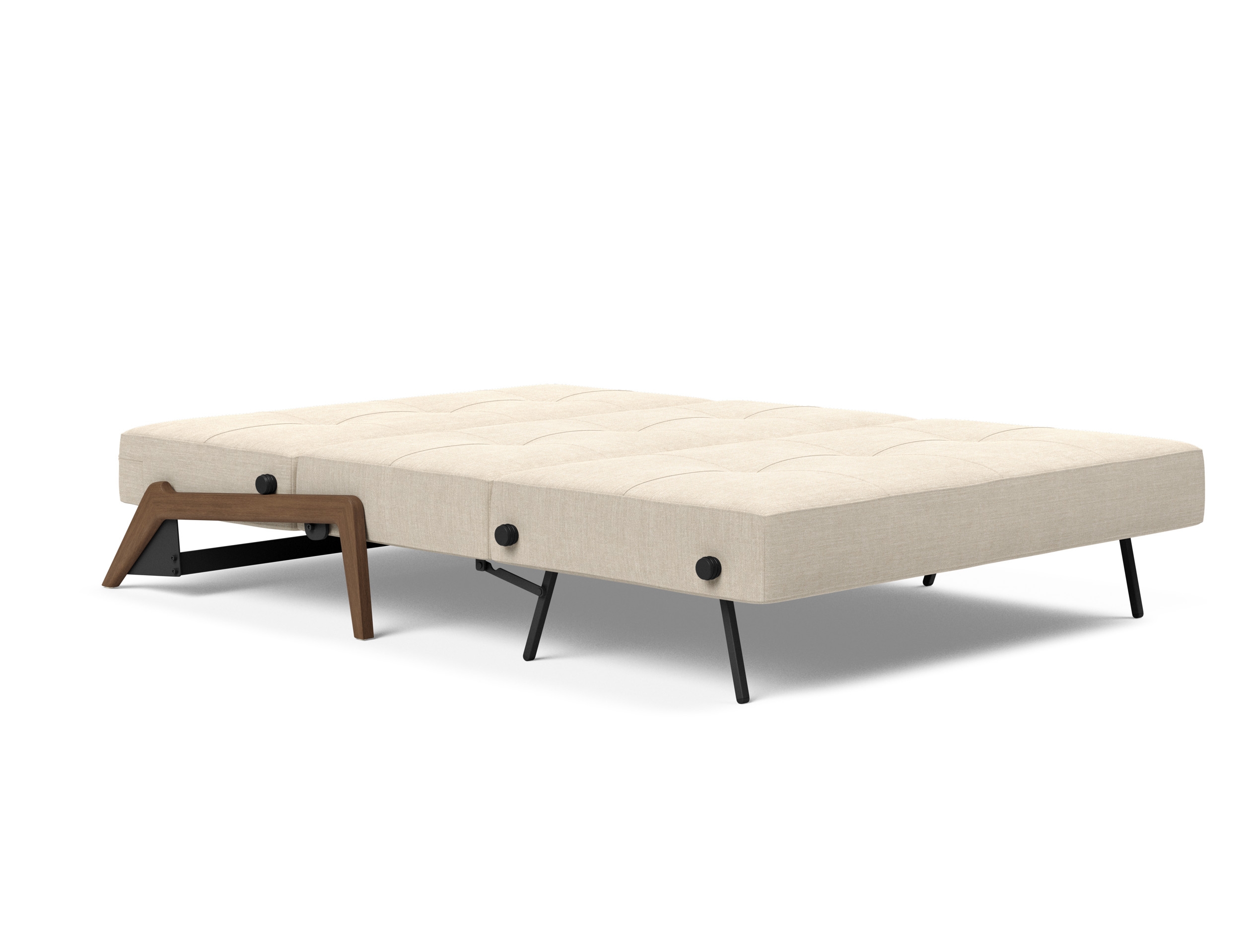 Cubed Deluxe Fabric Sofa Bed w/Dark Wood Legs, Queen Size