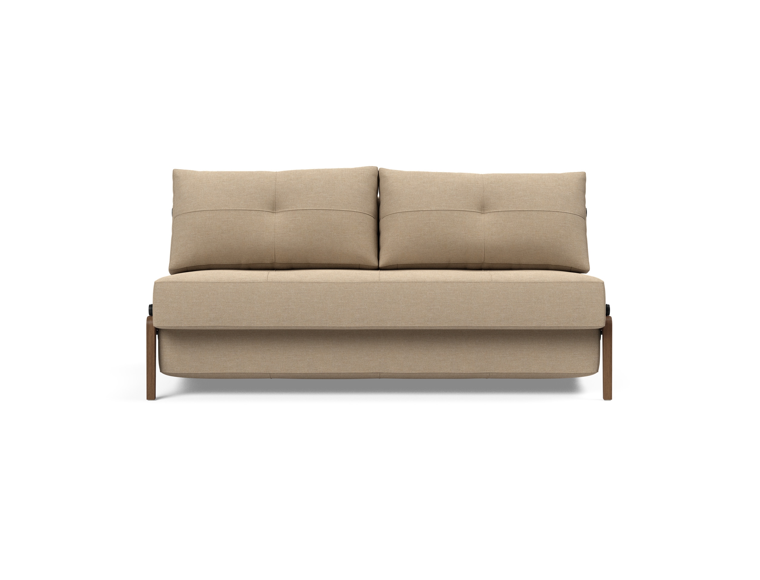 Cubed Deluxe Fabric Sofa Bed w/Dark Wood Legs, Queen Size