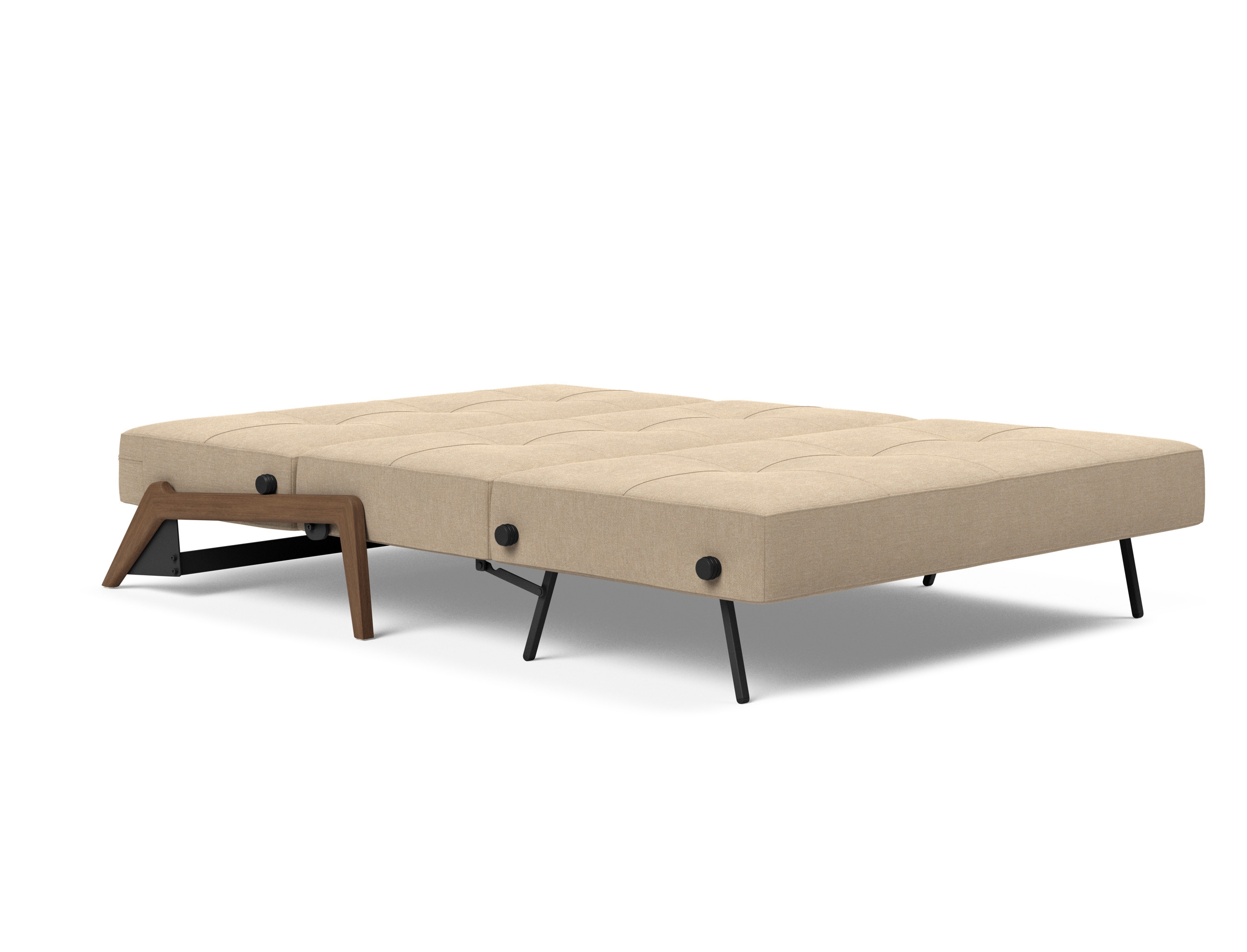 Cubed Deluxe Fabric Sofa Bed w/Dark Wood Legs, Queen Size
