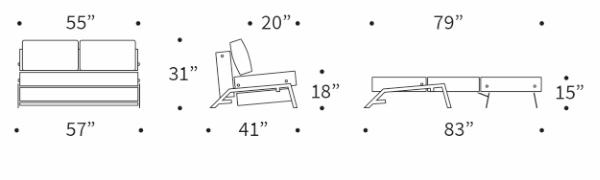 Cubed Deluxe Fabric Sofa Bed w/Chrome Legs, Full Size