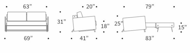 Cubed 02 Deluxe Fabric Sofa Bed w/Arms, Queen Size
