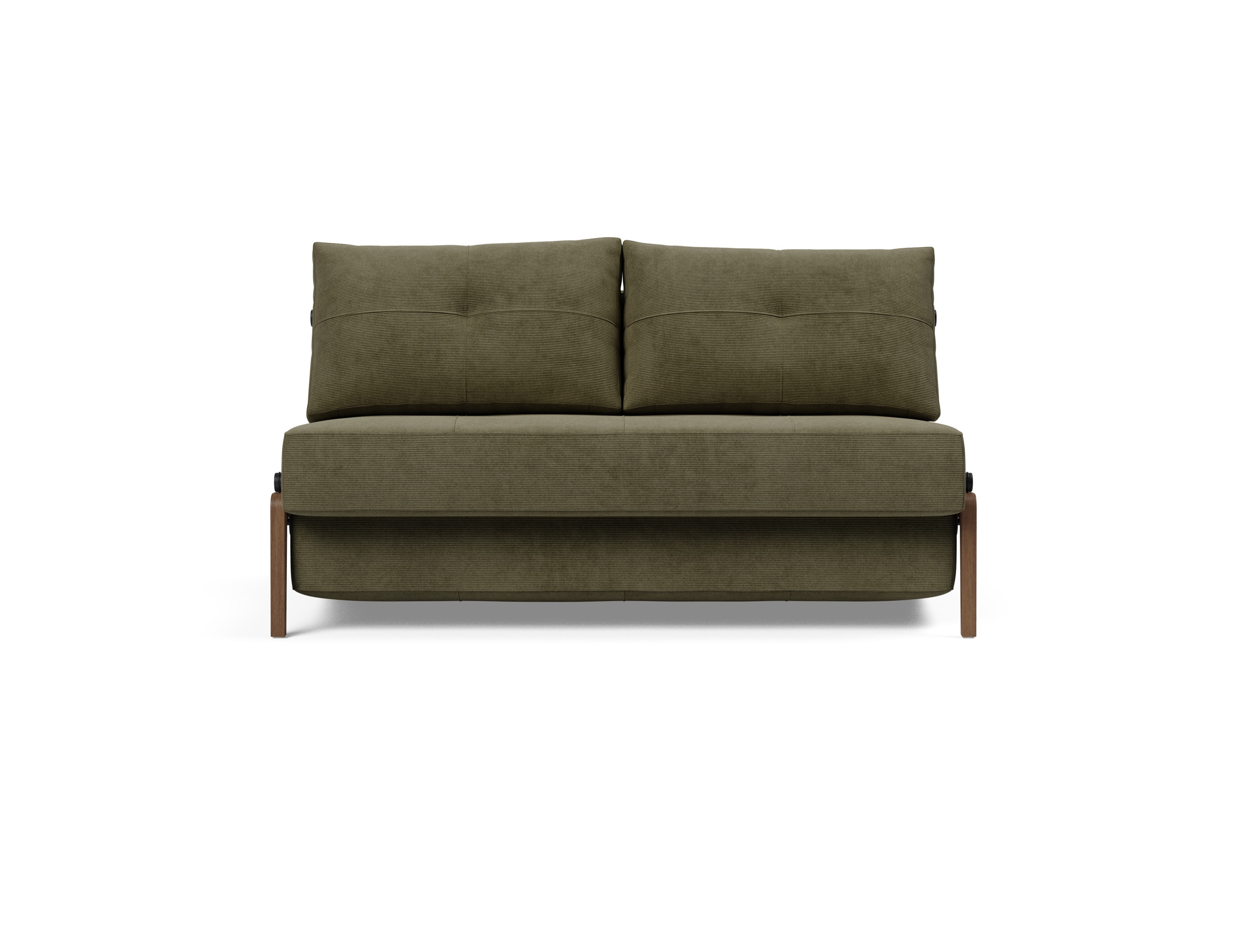 Cubed Deluxe Fabric Sofa Bed w/Dark Wood Legs, Full Size
