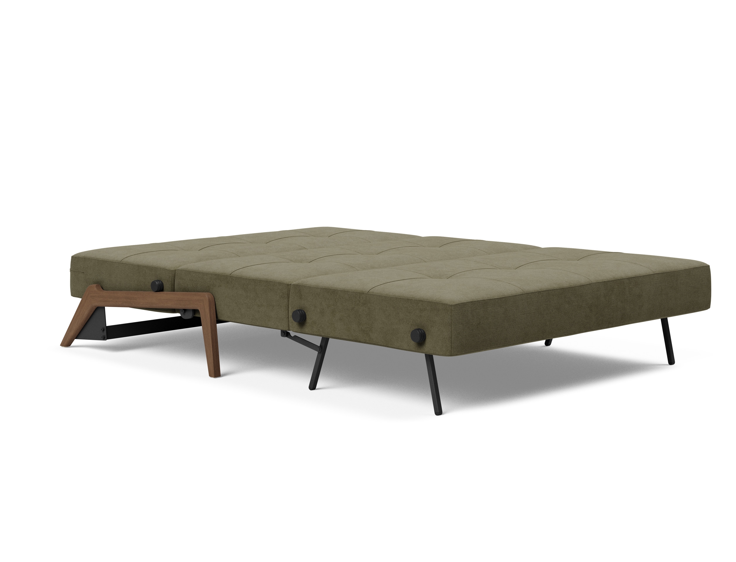 Cubed Deluxe Fabric Sofa Bed w/Dark Wood Legs, Full Size