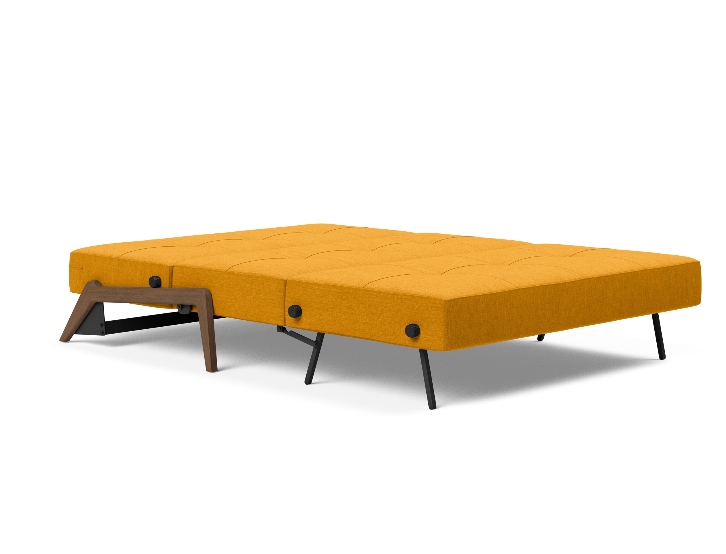 Cubed Deluxe Fabric Sofa Bed w/Dark Wood Legs, Full Size