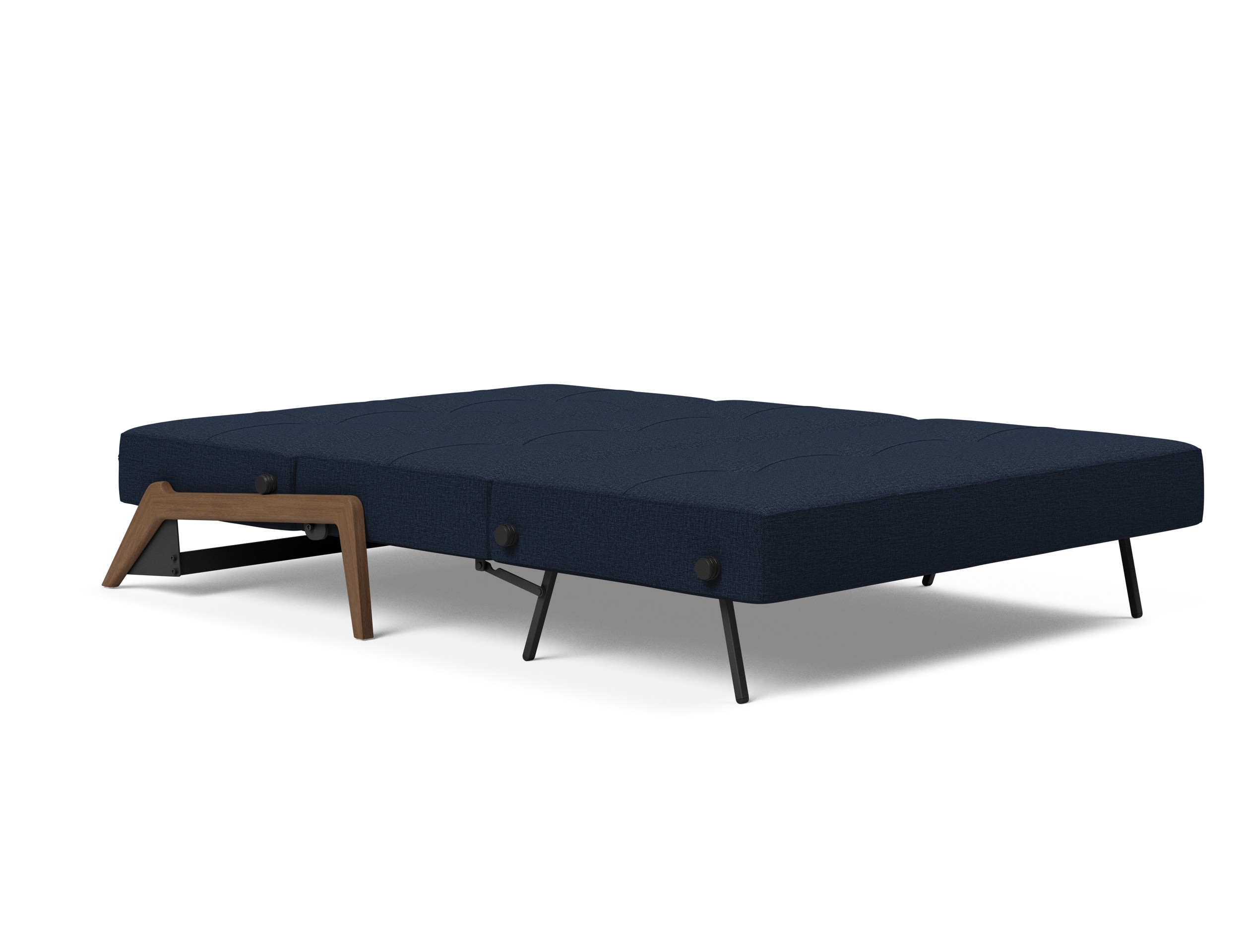 Cubed Deluxe Fabric Sofa Bed w/Dark Wood Legs, Full Size