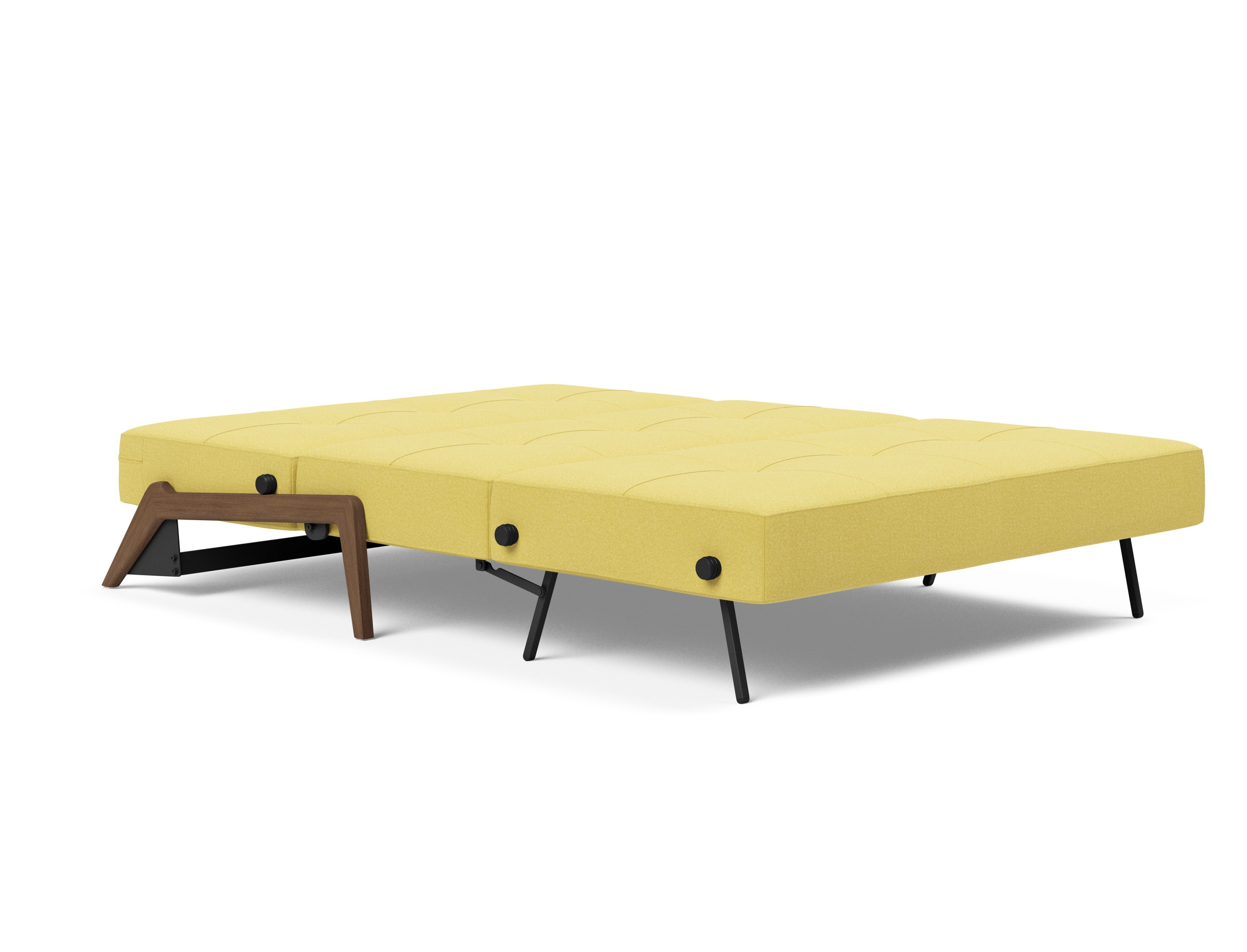 Cubed Deluxe Fabric Sofa Bed w/Dark Wood Legs, Full Size