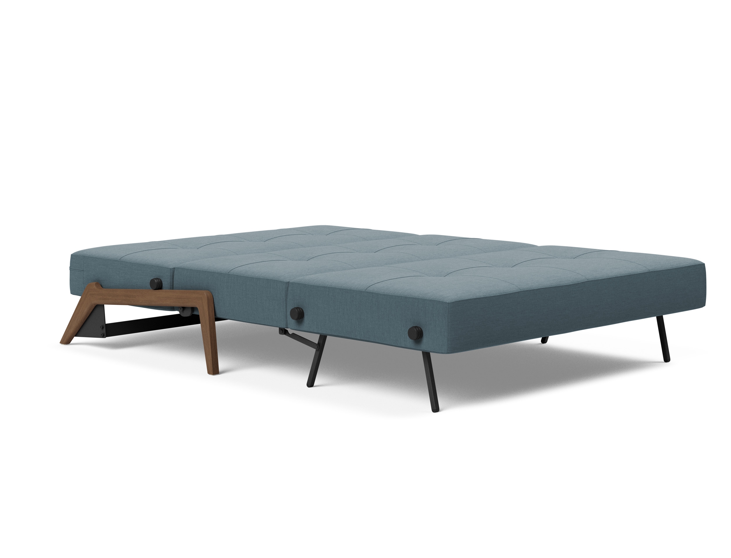 Cubed Deluxe Fabric Sofa Bed w/Dark Wood Legs, Full Size