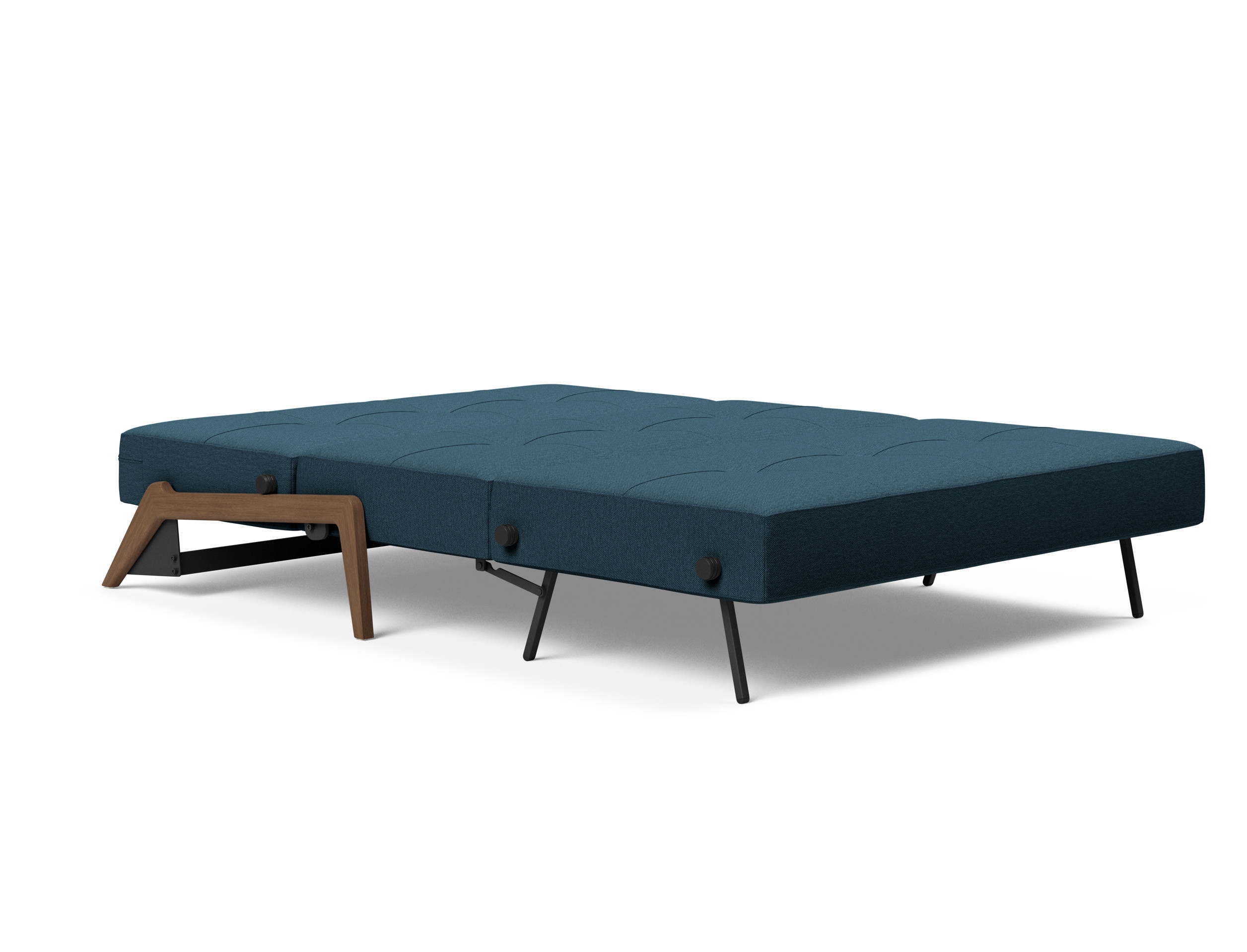 Cubed Deluxe Fabric Sofa Bed w/Dark Wood Legs, Full Size