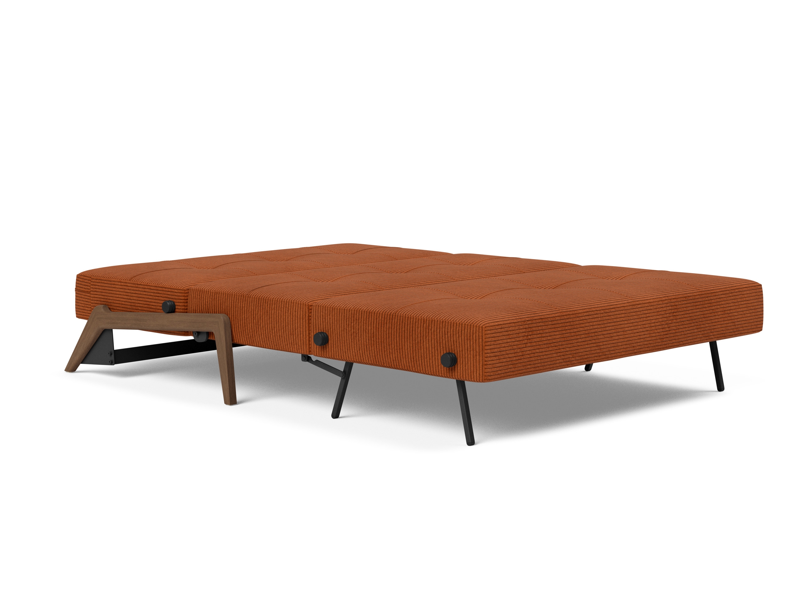 Cubed Deluxe Fabric Sofa Bed w/Dark Wood Legs, Full Size