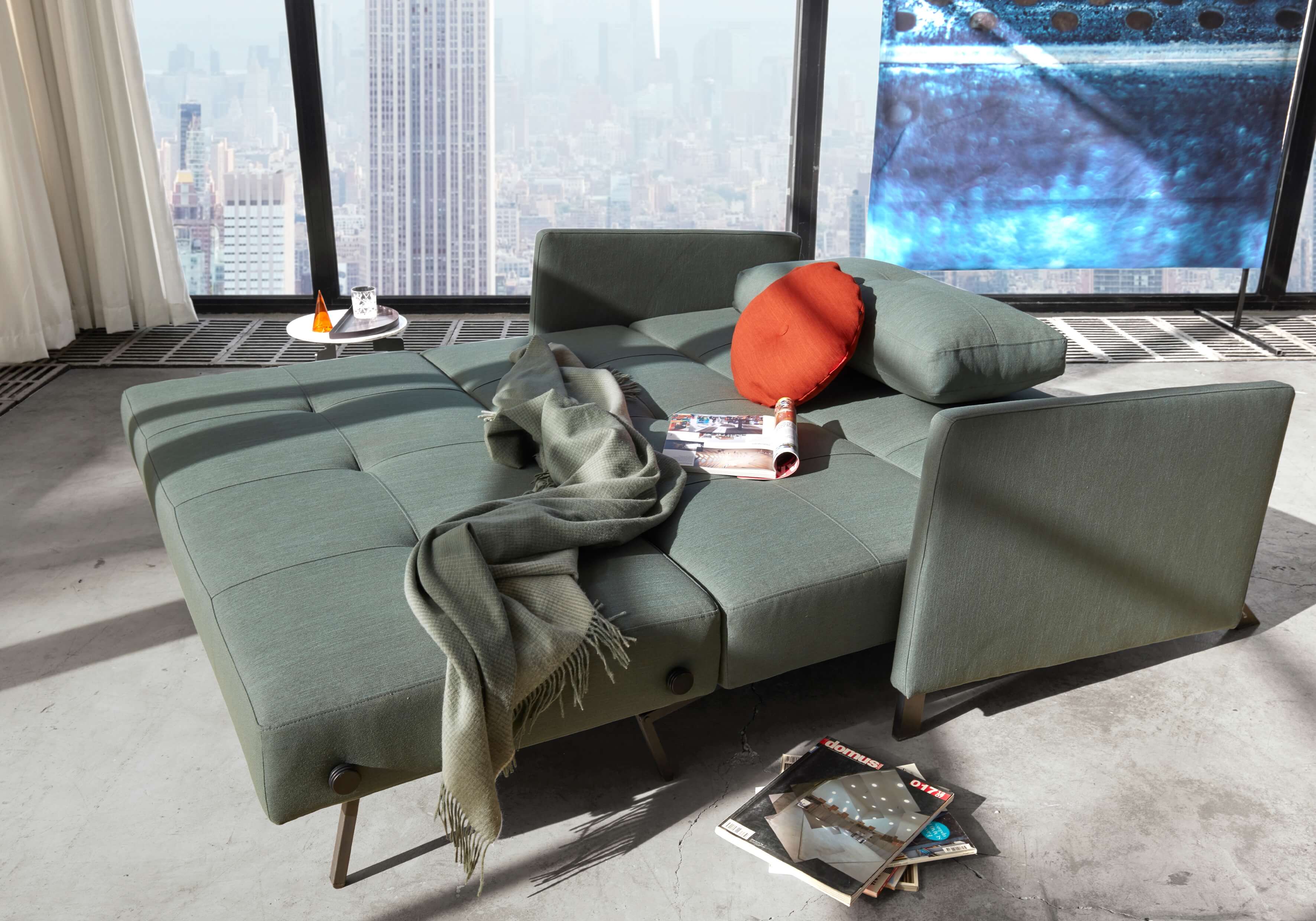 Cubed 02 Deluxe Fabric Sofa Bed w/Arms, Full Size