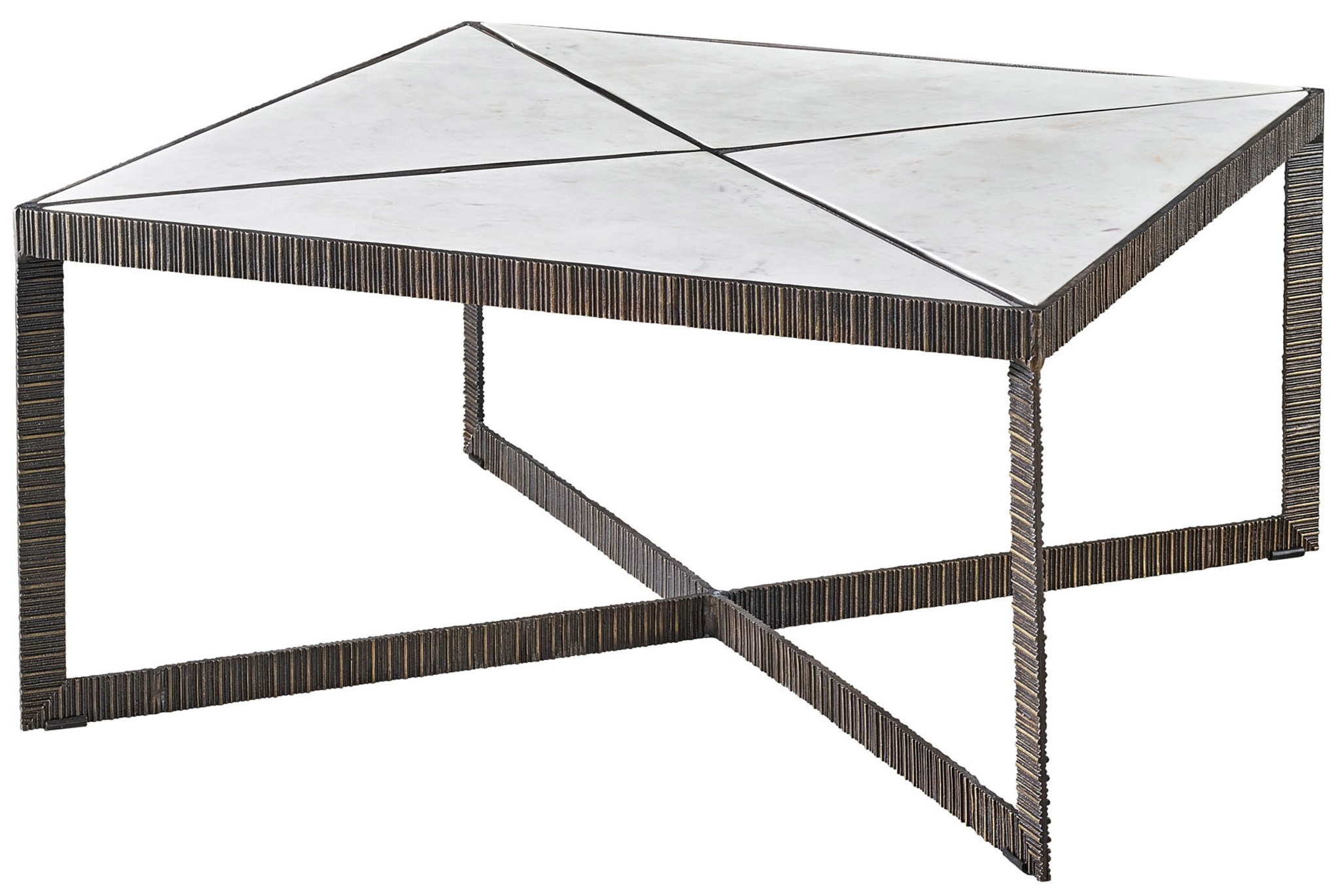Abstraction Marble/Aluminum Sqaure Coffee Table