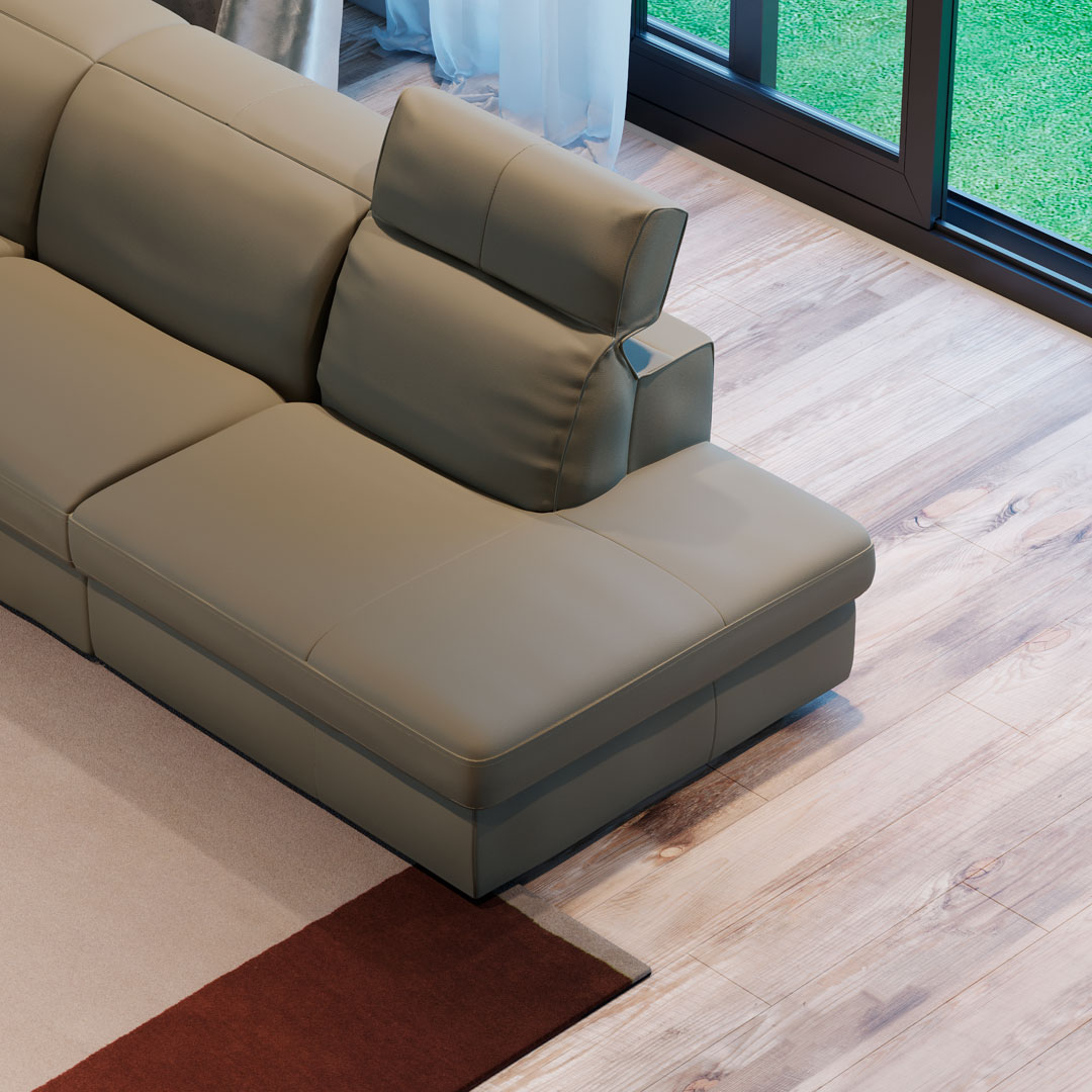 Curioso Fabric/Leather L-Shape Sectional Sofa w/ Recliners & Small Chaise