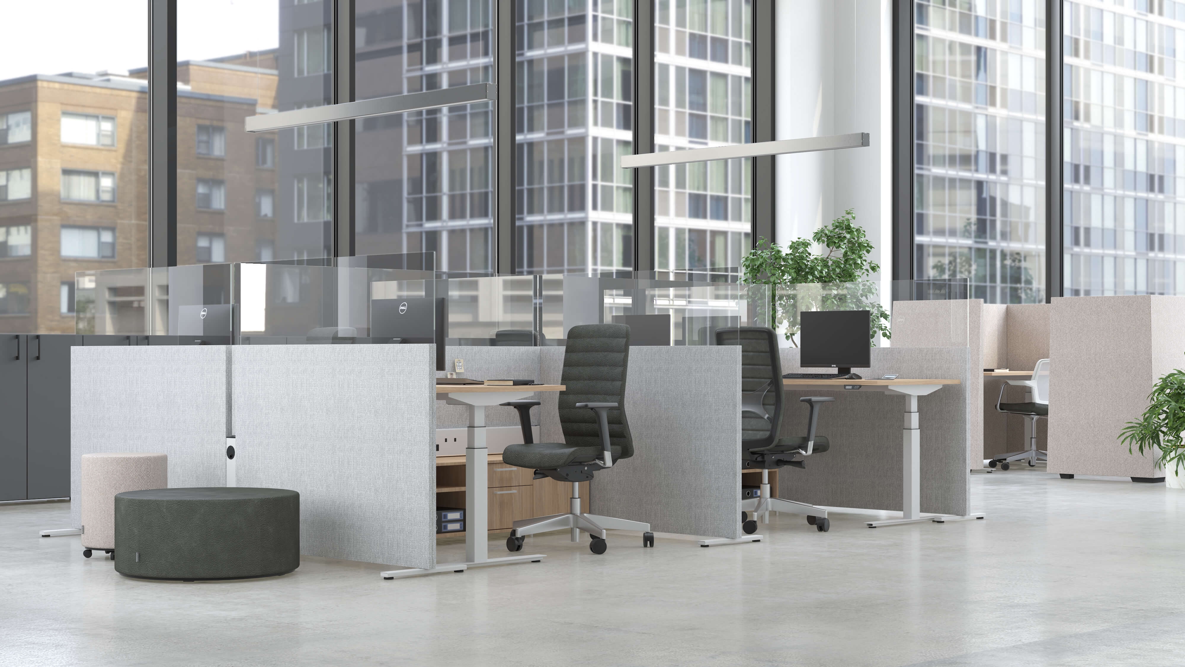 Active 47.2" Adjustable 3-Column Sit-Stand Office Desk